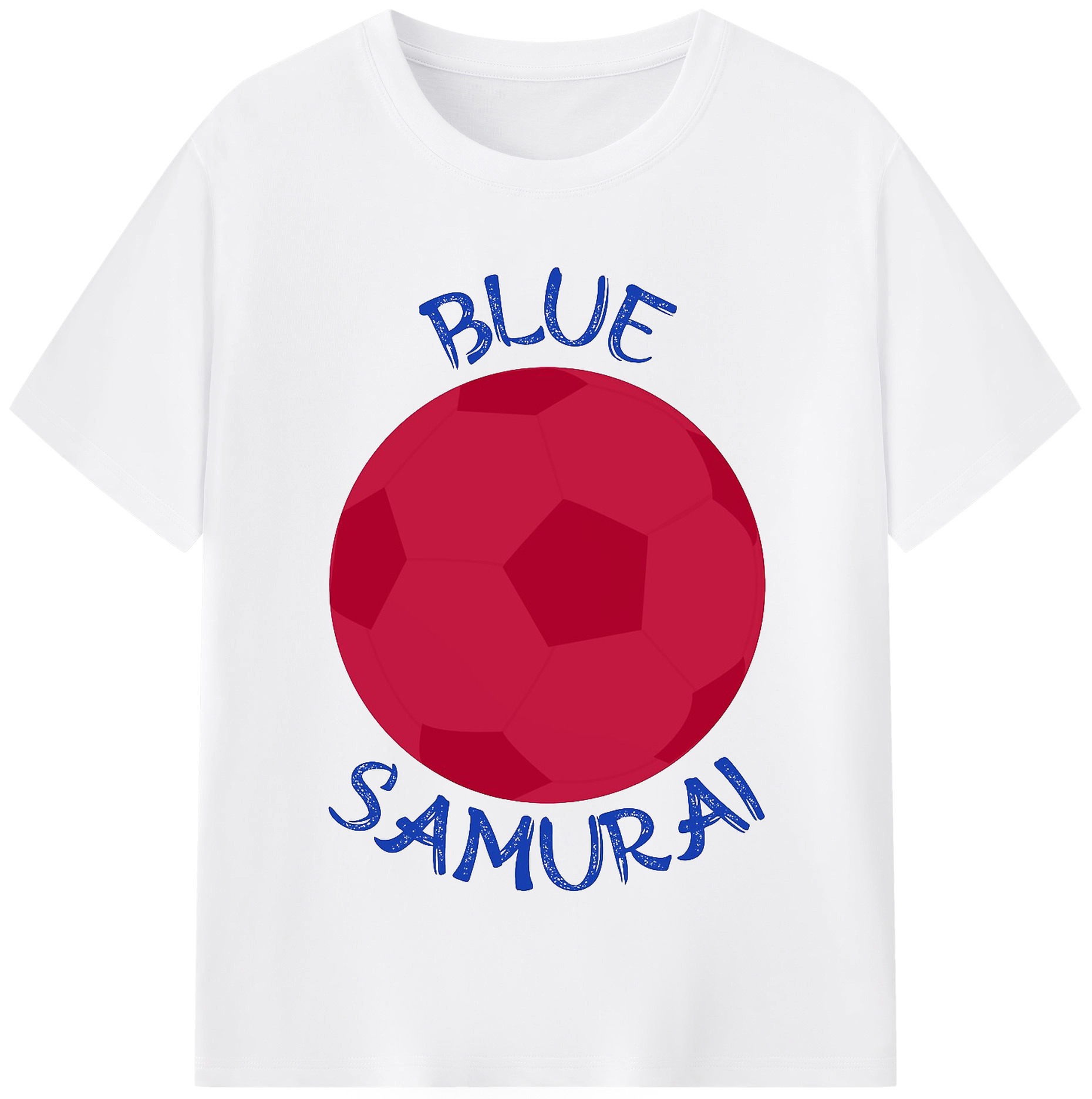 サムライブルー - 綿100％ 半袖Tシャツ ・ フロントプリント ・ 快適 通気性 ・ 日常使い 散歩 スポーツ用