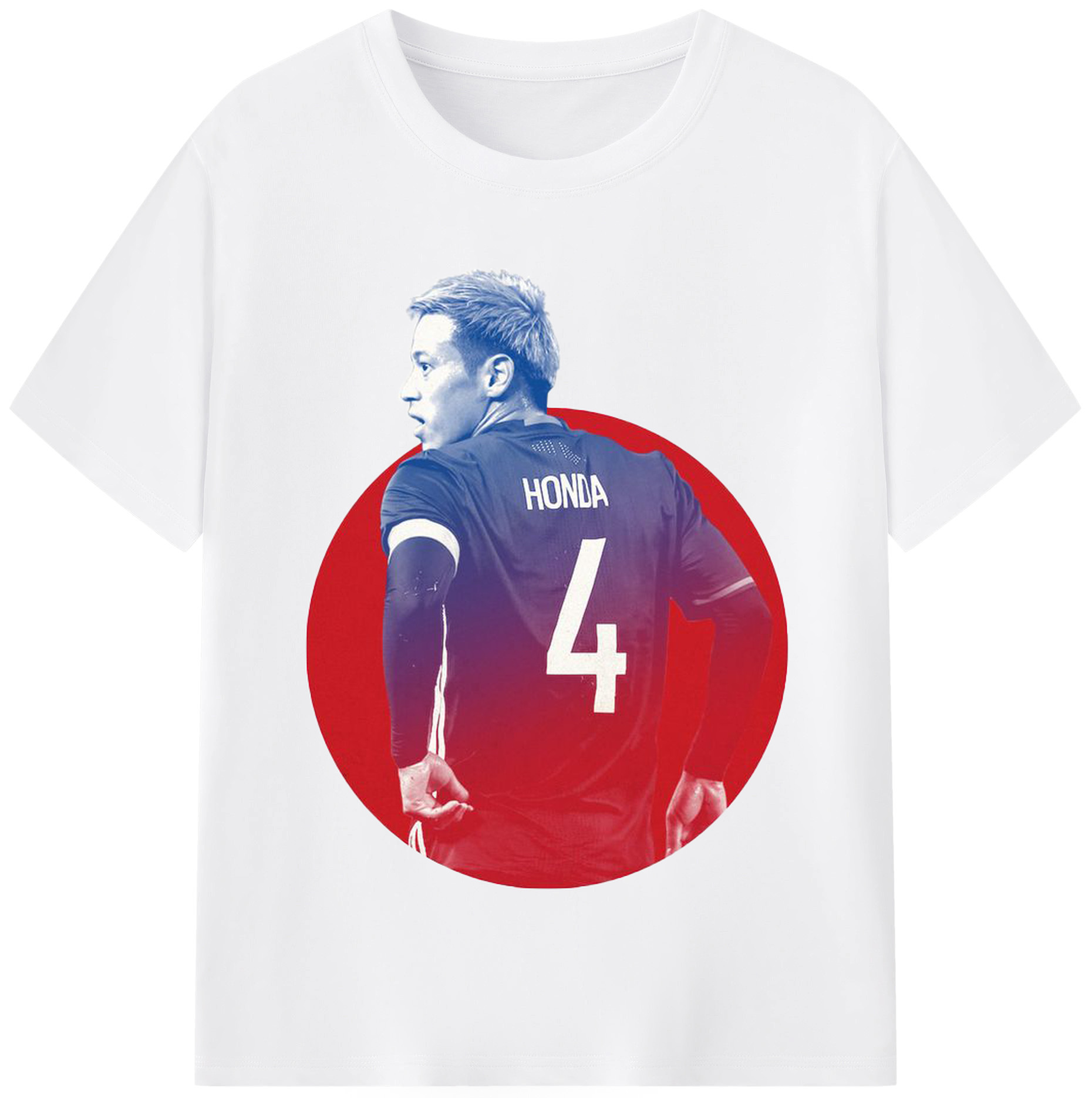 日本代表の誇り！本田圭佑デザイン - 綿100％ 半袖Tシャツ ・ フロントプリント ・ 快適 通気性 ・ 日常使い 散歩 スポーツ用