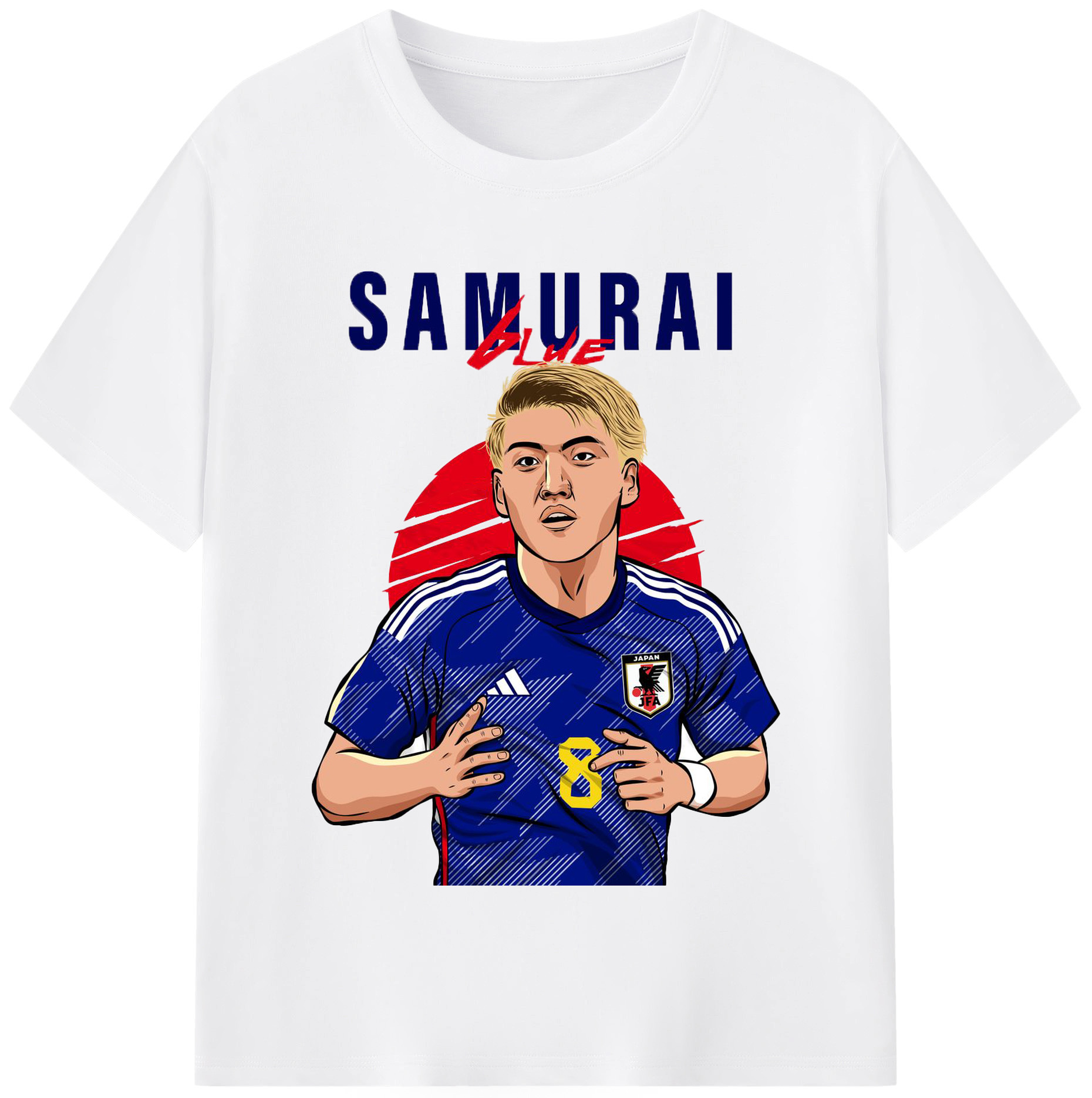 Ritsu Doan 応援デザイン｜サムライブルーの切り込み隊長 - 綿100％ 半袖Tシャツ ・ フロントプリント ・ 快適 通気性 ・ 日常使い 散歩 スポーツ用