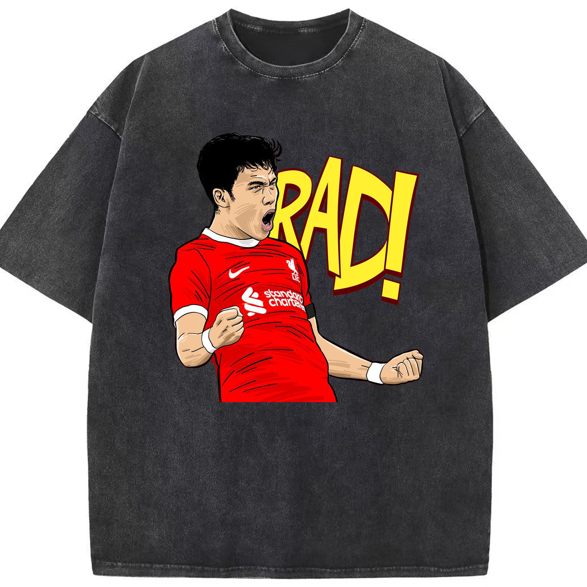 遠藤航ファン必見！記念デザイン - 綿100％ ヴィンテージ風 半袖Tシャツ ・ フロントプリント ・ 柔らか肌触り ・ 通気性 快適 ・ スポーツ カジュアル 外出用