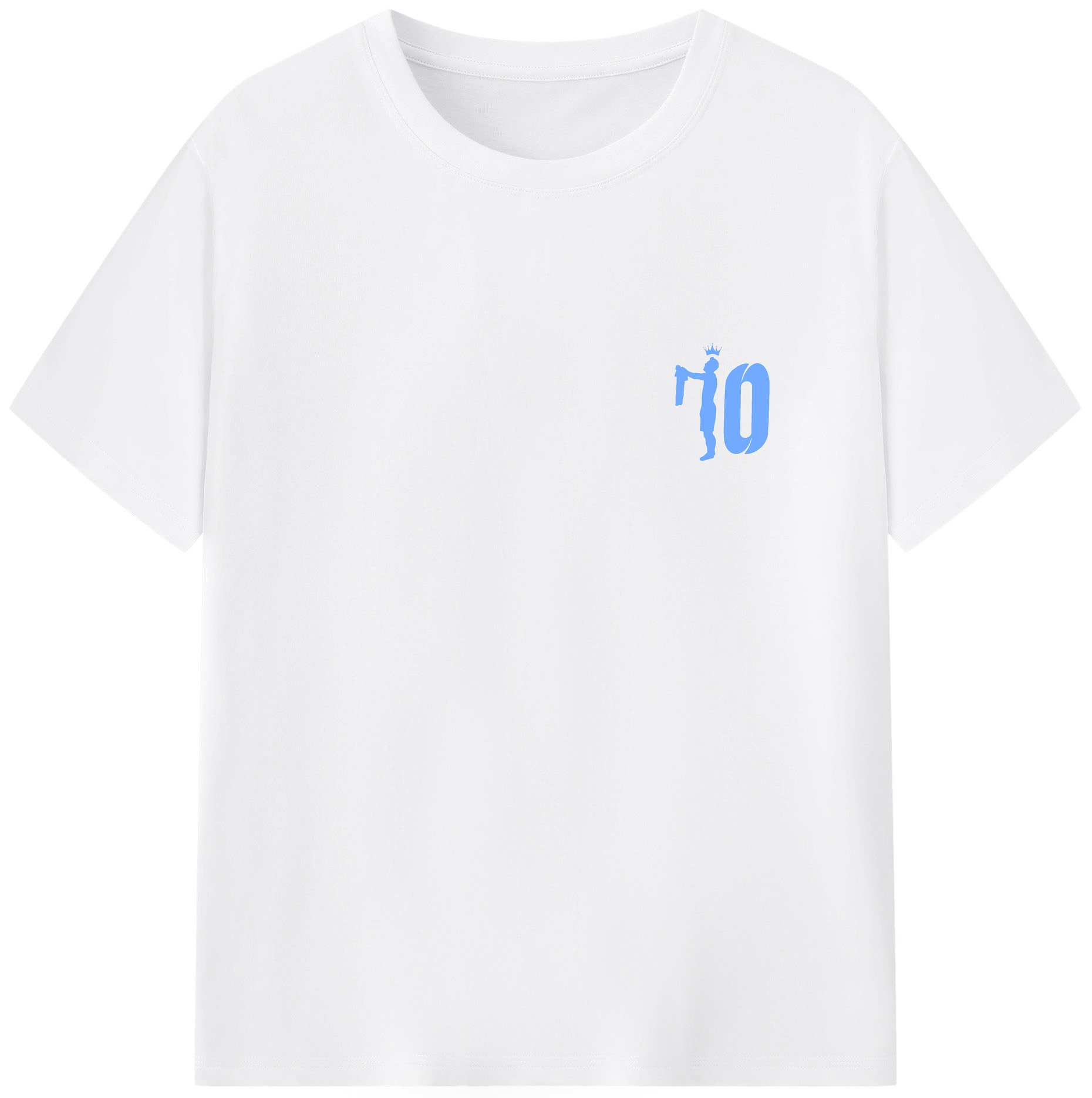リオネル・メッシ 10番 応援 ミニマルロゴ - 綿100％ 半袖Tシャツ ・ フロントプリント ・ 快適 通気性 ・ 日常使い 散歩 スポーツ用