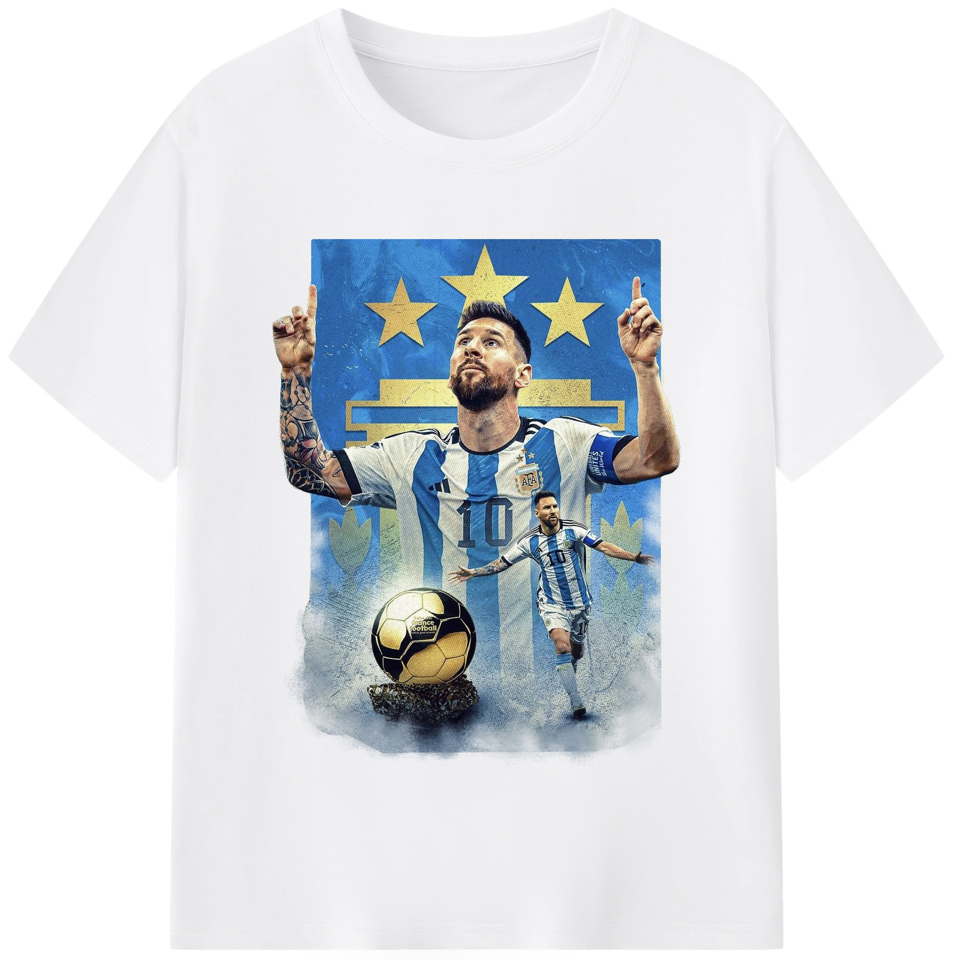 伝説の男 – MESSI｜アルゼンチン代表の英雄 - 綿100％ 半袖Tシャツ ・ フロントプリント ・ 快適 通気性 ・ 日常使い 散歩 スポーツ用