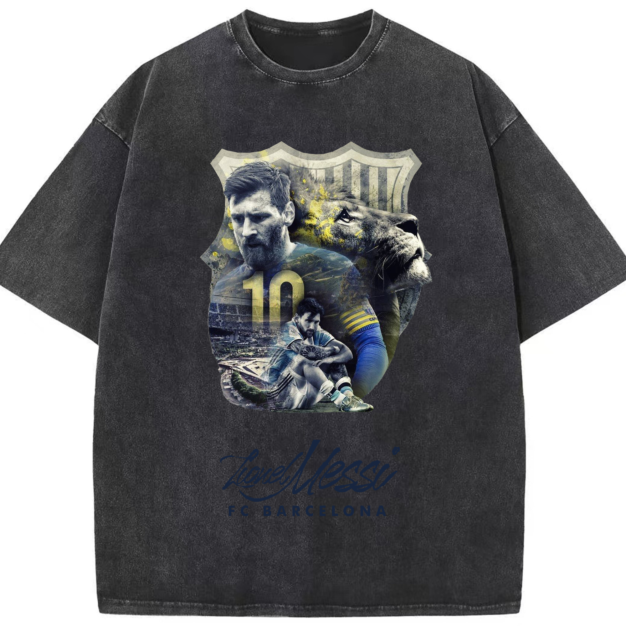 MESSI｜サッカー界の伝説 - 綿100％ ヴィンテージ風 半袖Tシャツ ・ フロントプリント ・ 柔らか肌触り ・ 通気性 快適 ・ スポーツ カジュアル 外出用