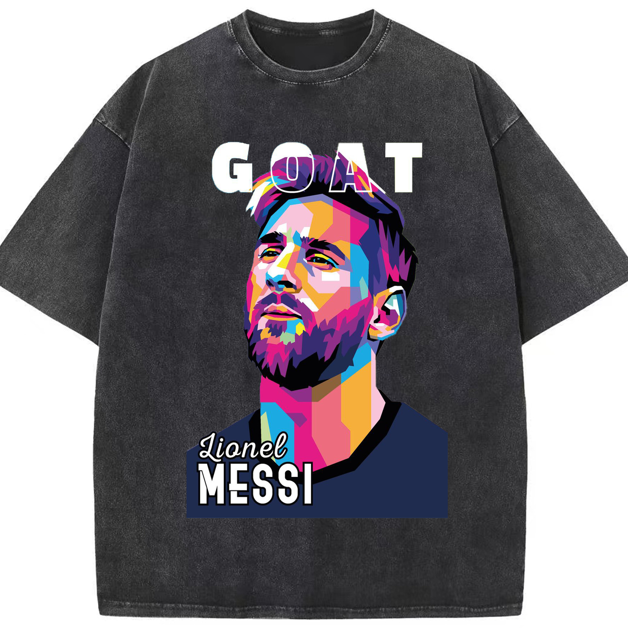 史上最高 GOAT メッシグラフィティ - 綿100％ ヴィンテージ風 半袖Tシャツ ・ フロントプリント ・ 柔らか肌触り ・ 通気性 快適 ・ スポーツ カジュアル 外出用