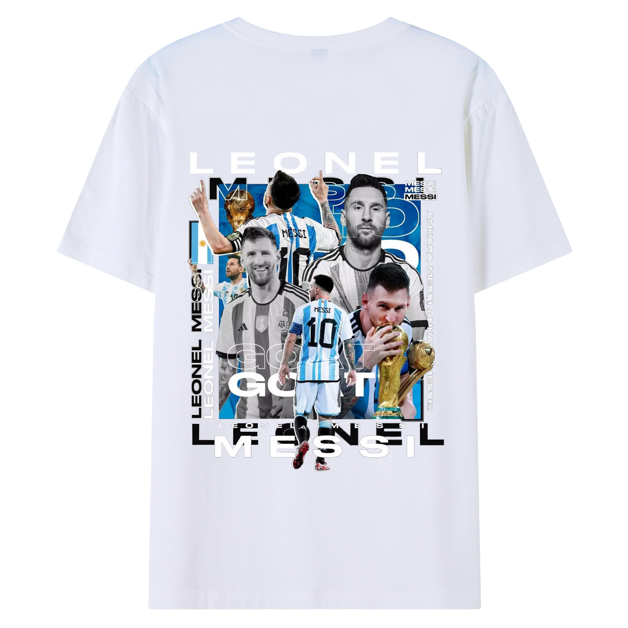 MESSI アルゼンチンサッカーナショナルチームの魂 - 綿100％ 半袖Tシャツ ・ バックプリント ・ 快適 通気性 ・ 日常使い 散歩 スポーツ用