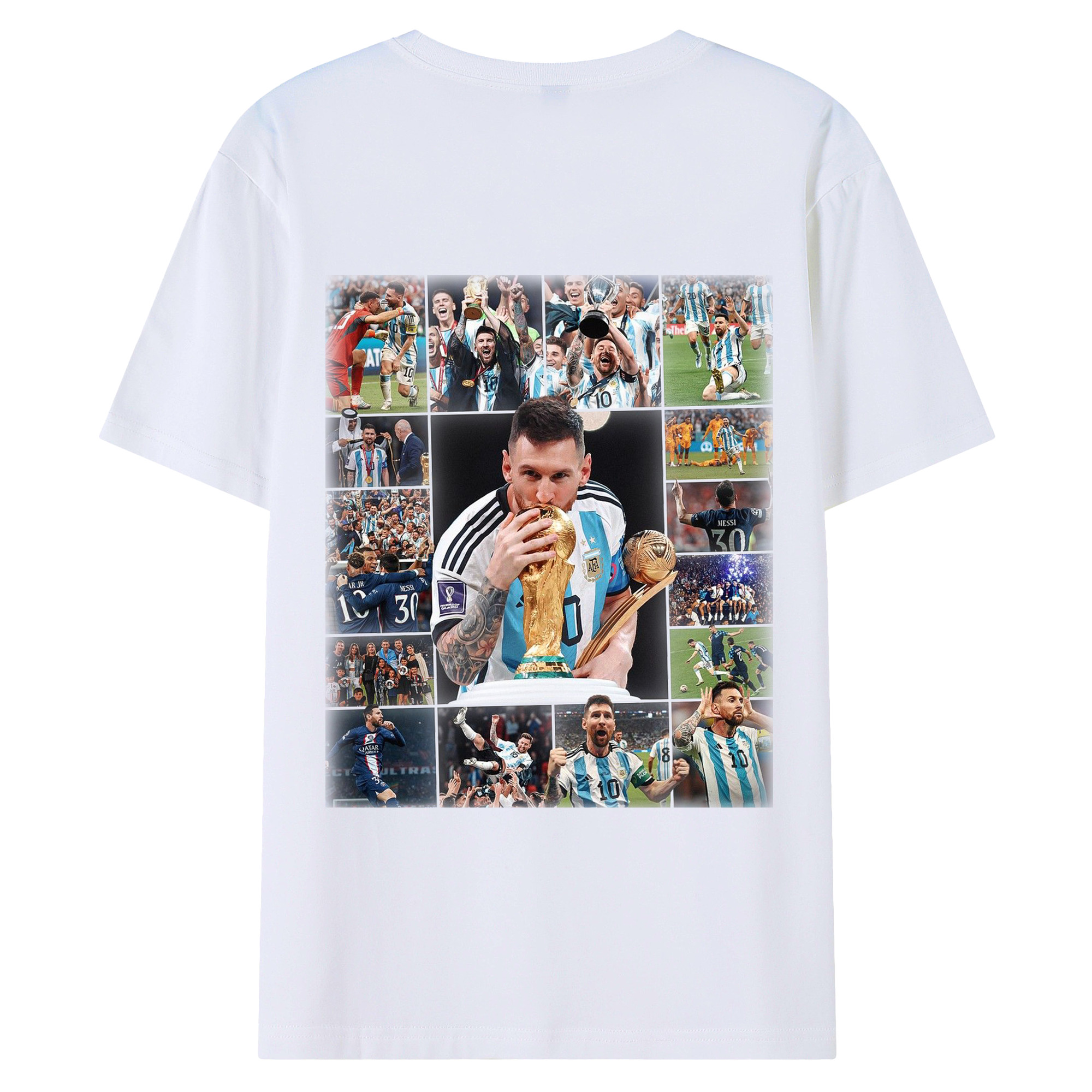 メッシ 栄光の軌跡 レジェンド記念 - 綿100％ 半袖Tシャツ ・ バックプリント ・ 快適 通気性 ・ 日常使い 散歩 スポーツ用