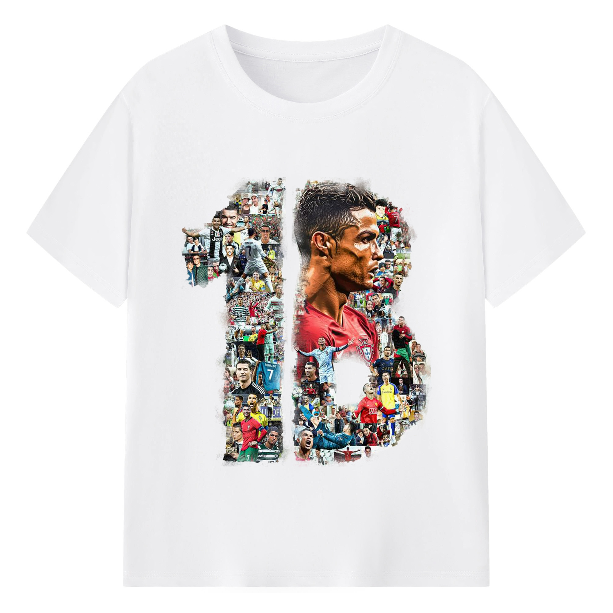 C・ロナウド 18年の軌跡 記念モデル - 綿100％ 半袖Tシャツ ・ フロントプリント ・ 快適 通気性 ・ 日常使い 散歩 スポーツ用