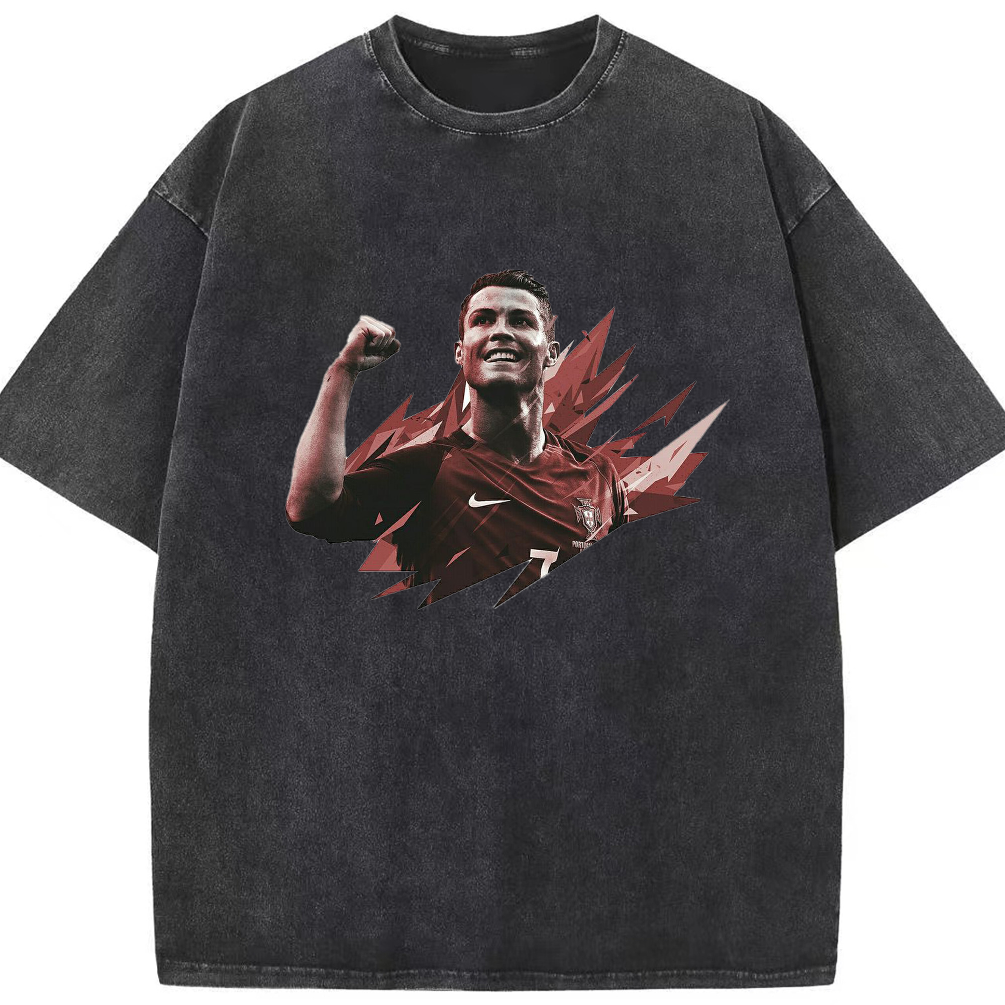 CR7ファン必見！ロナウド記念 史上最高 / GOAT - 綿100％ ヴィンテージ風 半袖Tシャツ ・ フロントプリント ・ 柔らか肌触り ・ 通気性 快適 ・ スポーツ カジュアル 外出用