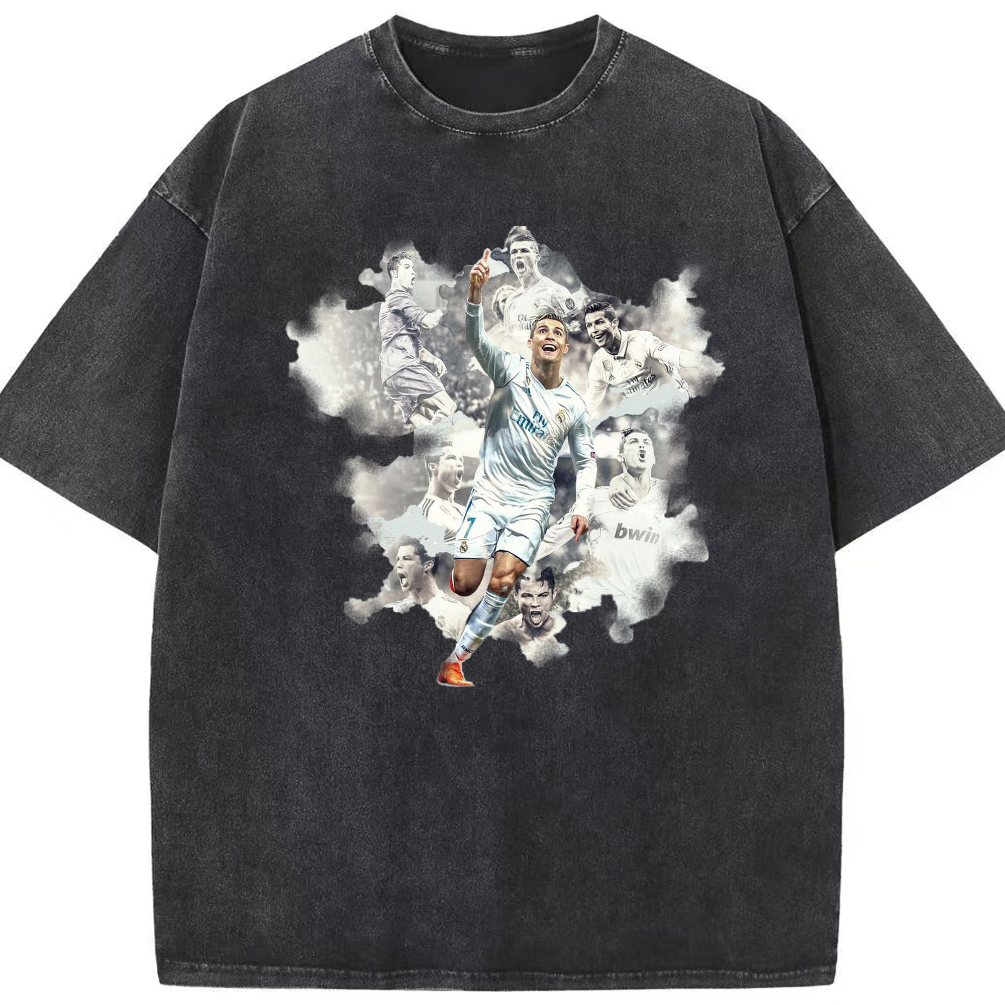 CR7ファン必見！ロナウド記念｜サッカーファンギフト - 綿100％ ヴィンテージ風 半袖Tシャツ ・ フロントプリント ・ 柔らか肌触り ・ 通気性 快適 ・ スポーツ カジュアル 外出用