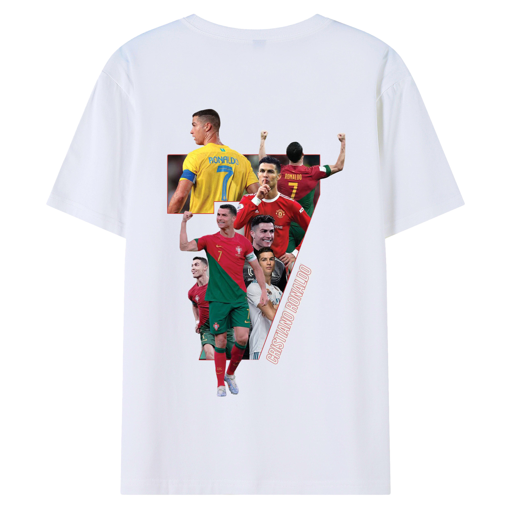 クリスティアーノ・ロナウド CR7  7番 応援 - 綿100％ 半袖Tシャツ ・ バックプリント ・ 快適 通気性 ・ 日常使い 散歩 スポーツ用
