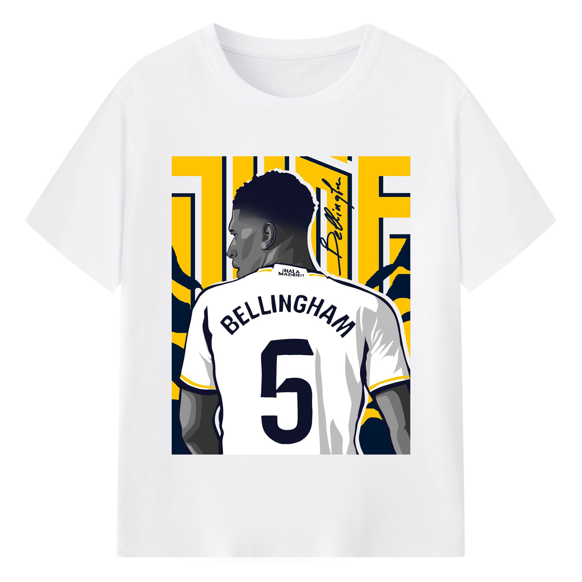 ベリンガム 静かな闘志 - 綿100％ 半袖Tシャツ ・ フロントプリント ・ 快適 通気性 ・ 日常使い 散歩 スポーツ用