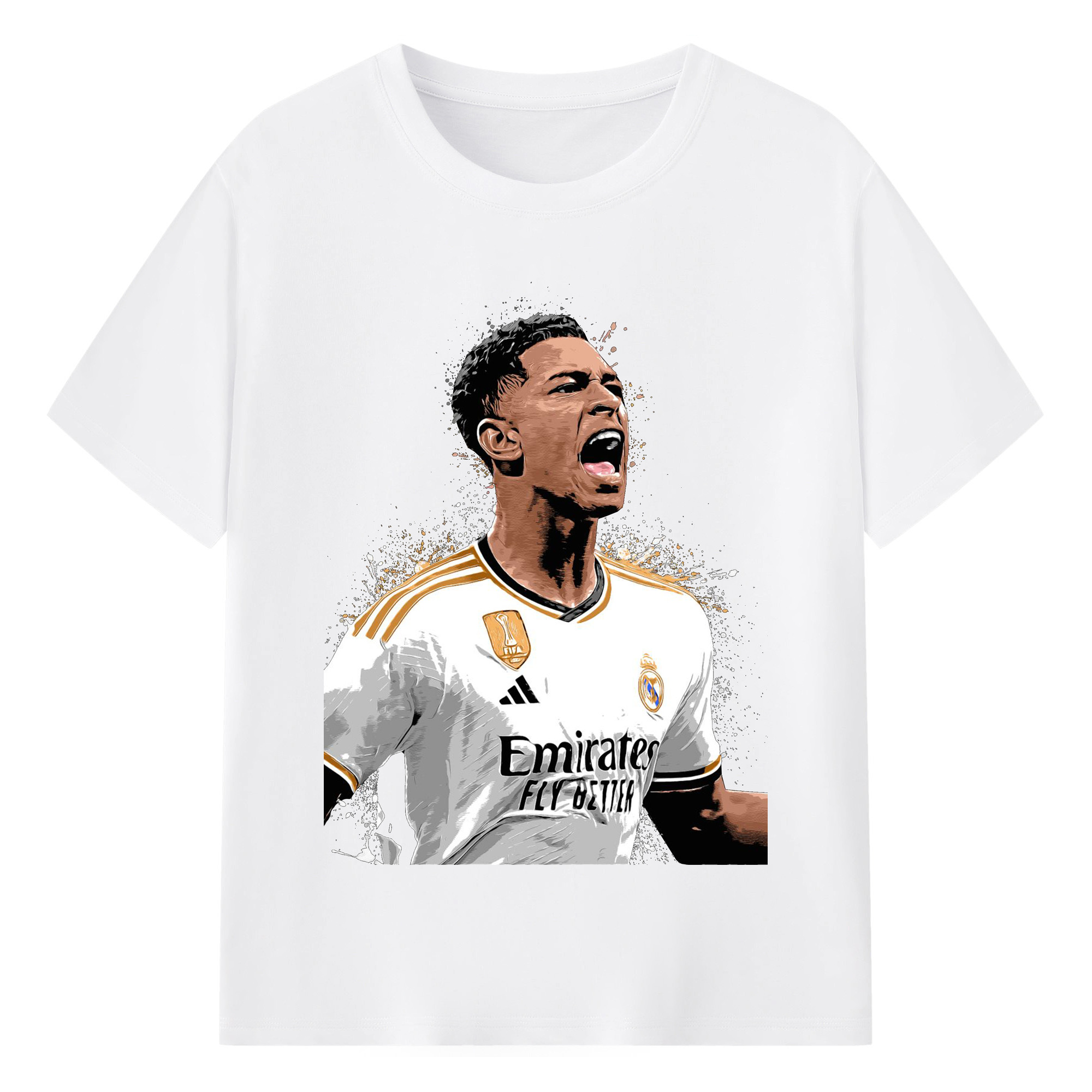 話題の若手スター！ベリンガムプリント - 綿100％ 半袖Tシャツ ・ フロントプリント ・ 快適 通気性 ・ 日常使い 散歩 スポーツ用