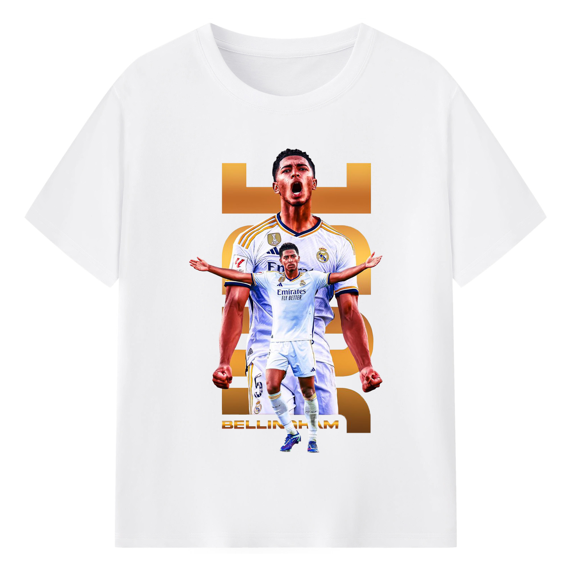 胸を張れ、若き10番！ベリンガムプリント - 綿100％ 半袖Tシャツ ・ フロントプリント ・ 快適 通気性 ・ 日常使い 散歩 スポーツ用