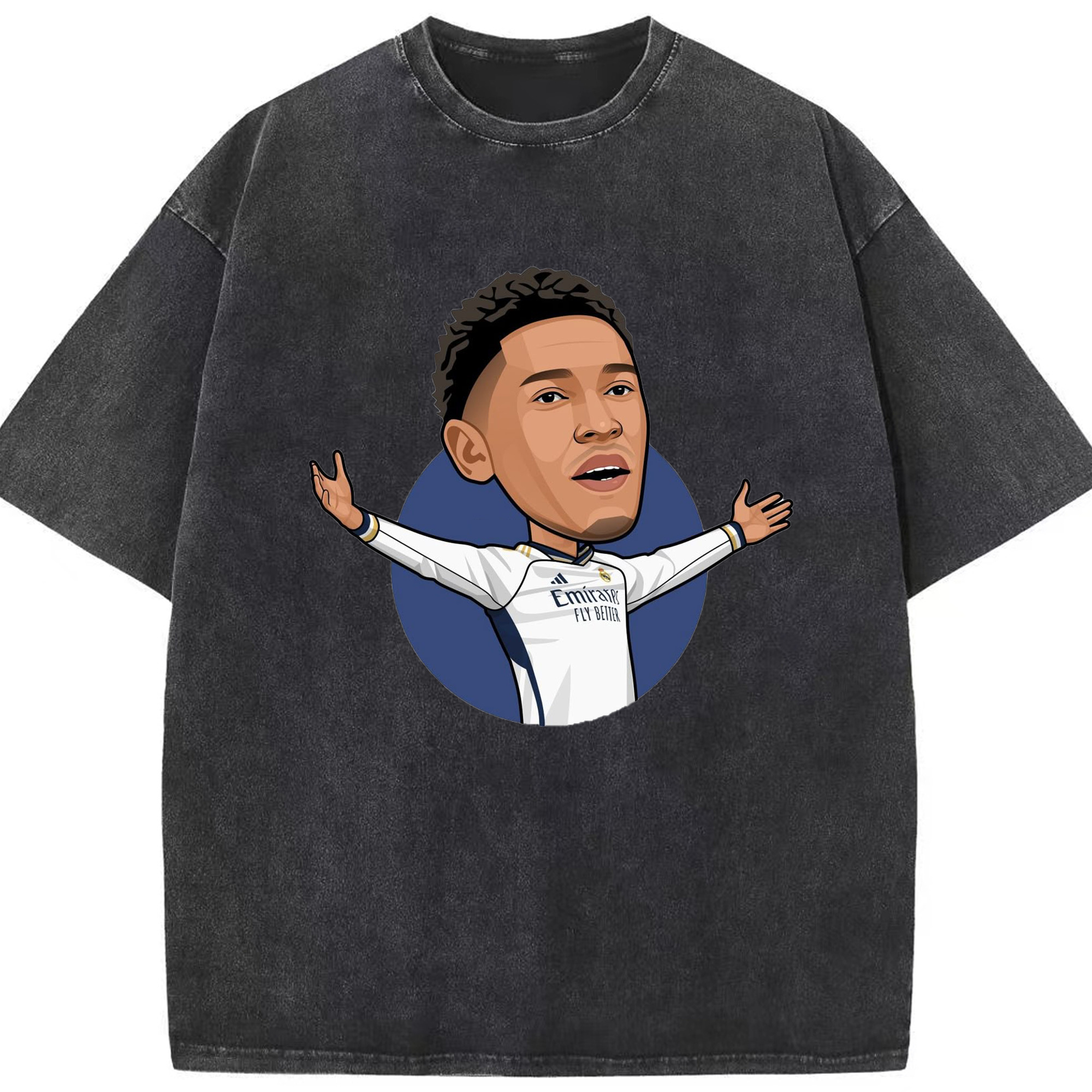 ベリンガム レジェンド記念｜ゴールセレブレーション風デザイン - 綿100％ ヴィンテージ風 半袖Tシャツ ・ フロントプリント ・ 柔らか肌触り ・ 通気性 快適 ・ スポーツ カジュアル 外出用