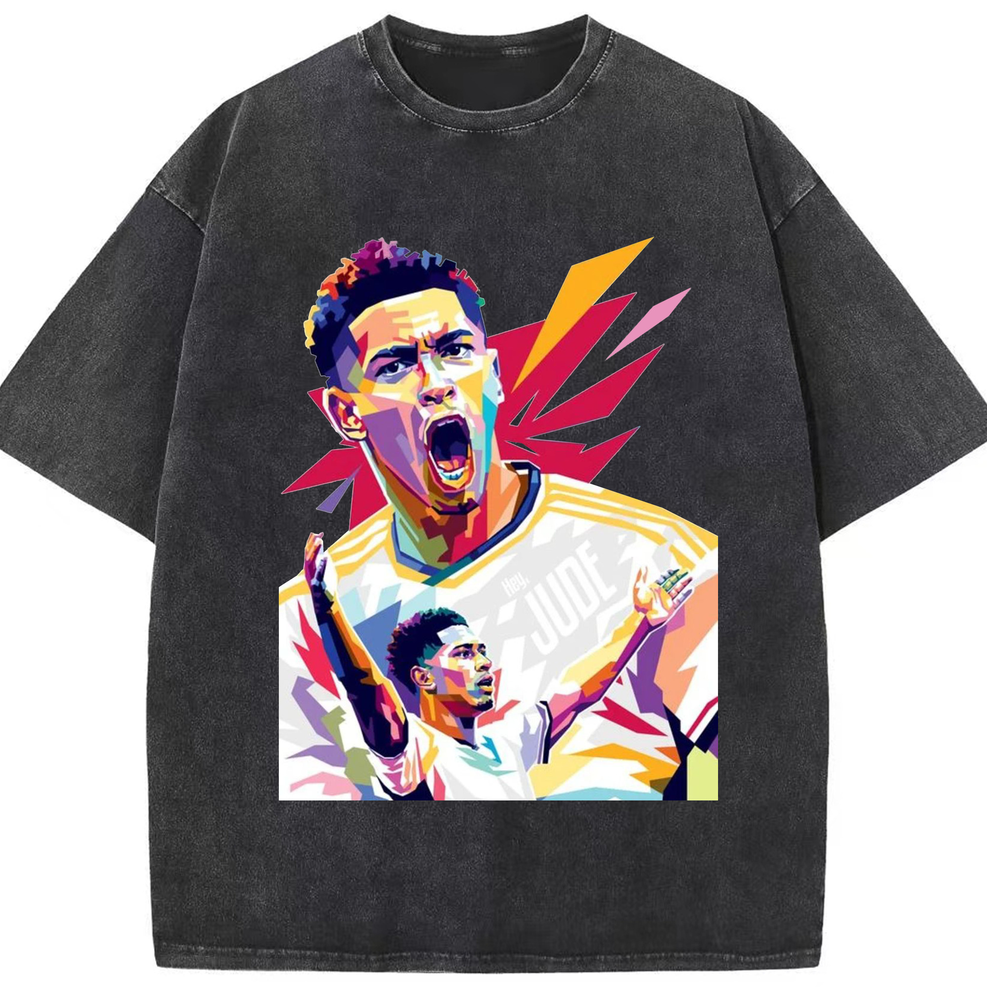 誇り高き若き王 ベリンガム - 綿100％ ヴィンテージ風 半袖Tシャツ ・ フロントプリント ・ 柔らか肌触り ・ 通気性 快適 ・ スポーツ カジュアル 外出用