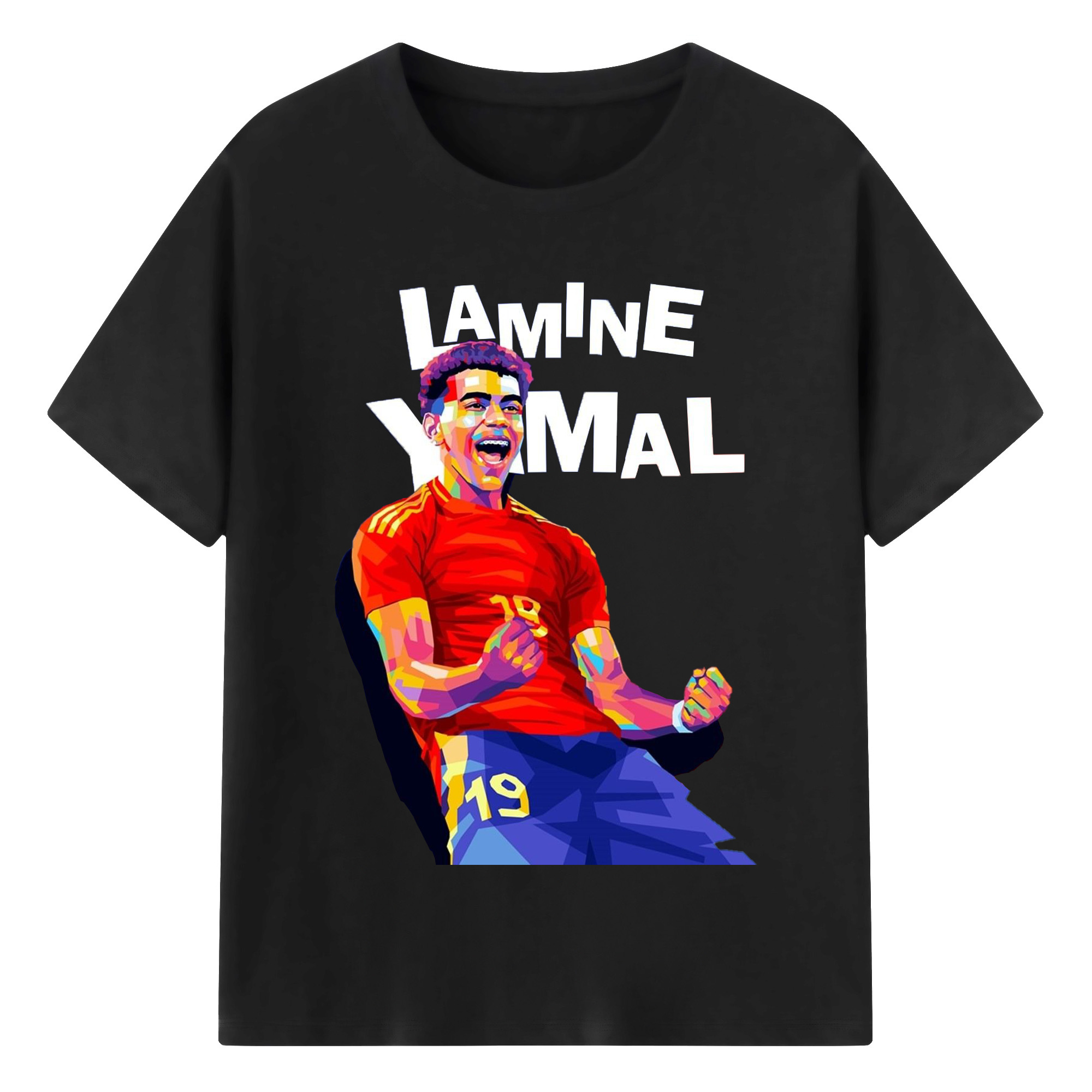 ヤマルファン必見！記念プリント｜サッカーファングッズ - 綿100％ 半袖Tシャツ ・ フロントプリント ・ 快適 通気性 ・ 日常使い 散歩 スポーツ用