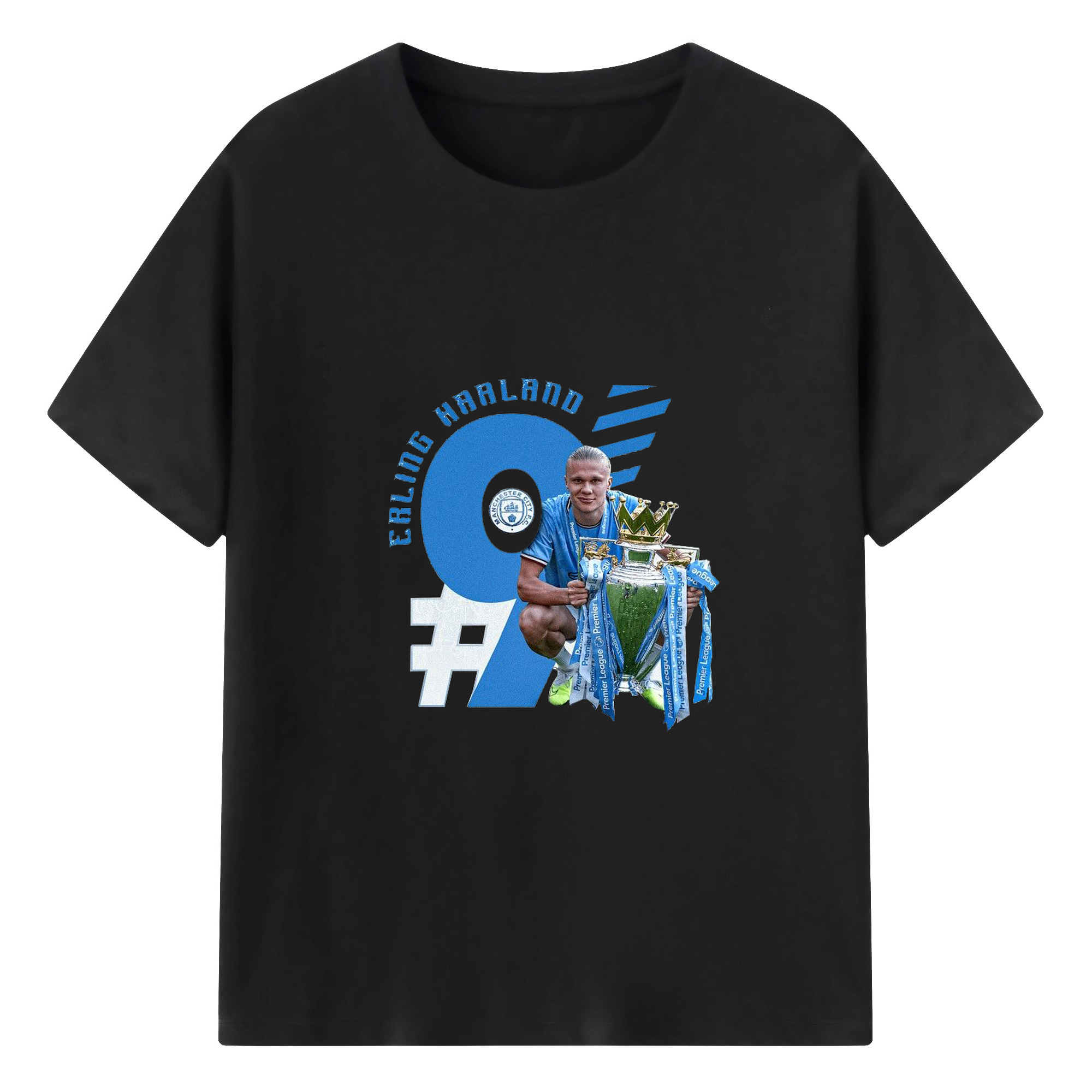 9番伝説 ピッチ支配者ハーランド - 綿100％ 半袖Tシャツ ・ フロントプリント ・ 快適 通気性 ・ 日常使い 散歩 スポーツ用