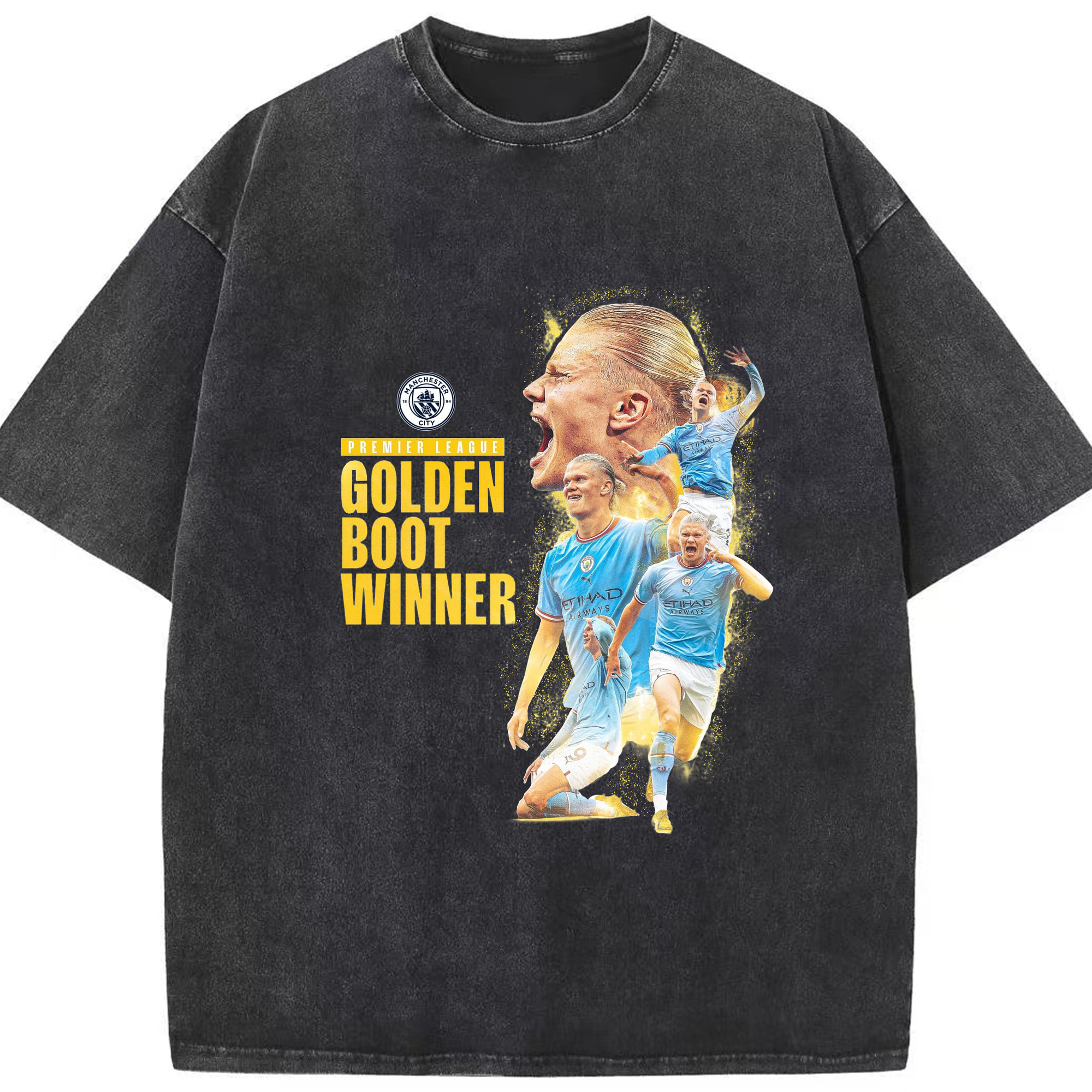 スピード×パワー×決定力＝HAALAND - 綿100％ ヴィンテージ風 半袖Tシャツ ・ フロントプリント ・ 柔らか肌触り ・ 通気性 快適 ・ スポーツ カジュアル 外出用