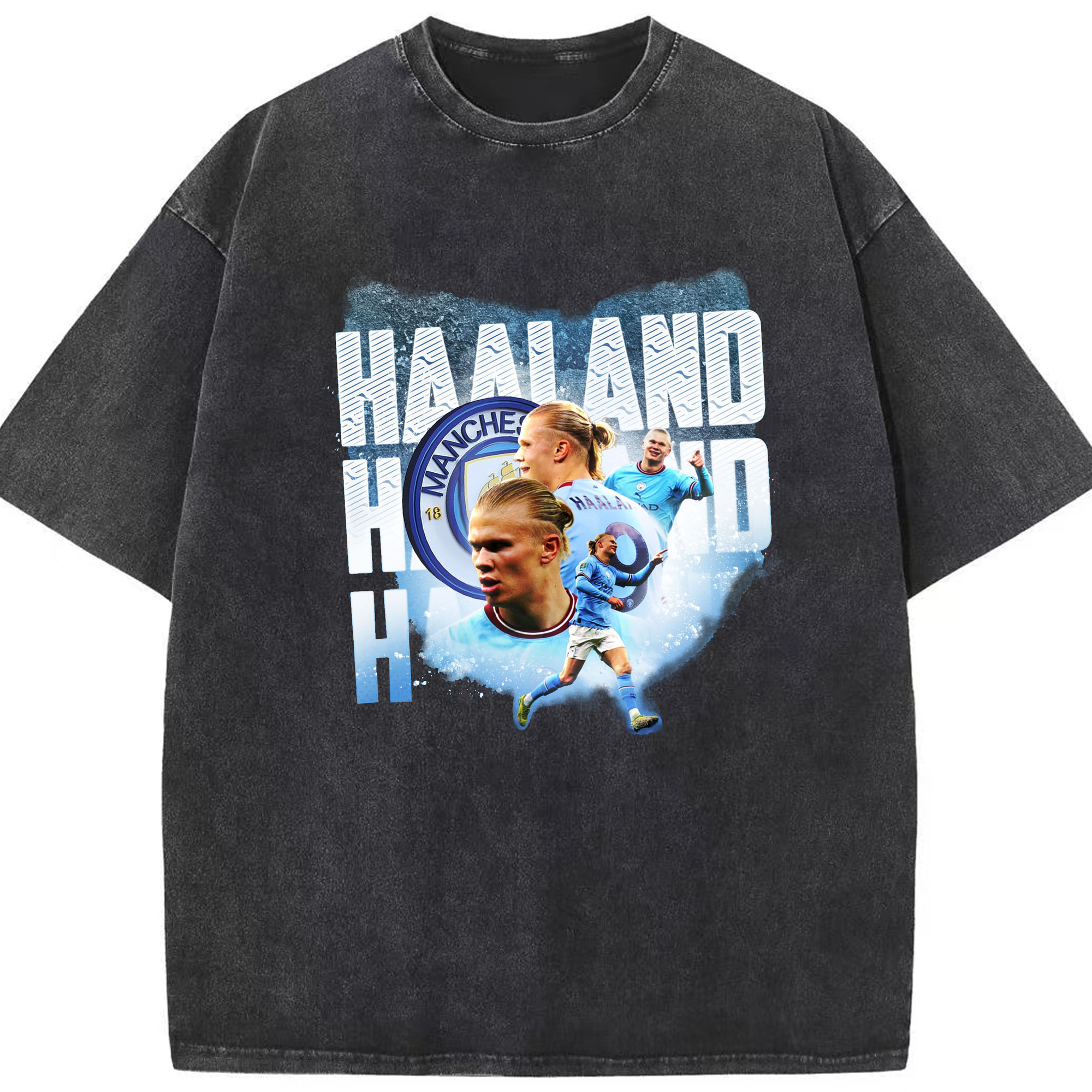 GOAL MACHINE エーリング・ハーランド爆走中 - 綿100％ ヴィンテージ風 半袖Tシャツ ・ フロントプリント ・ 柔らか肌触り ・ 通気性 快適 ・ スポーツ カジュアル 外出用