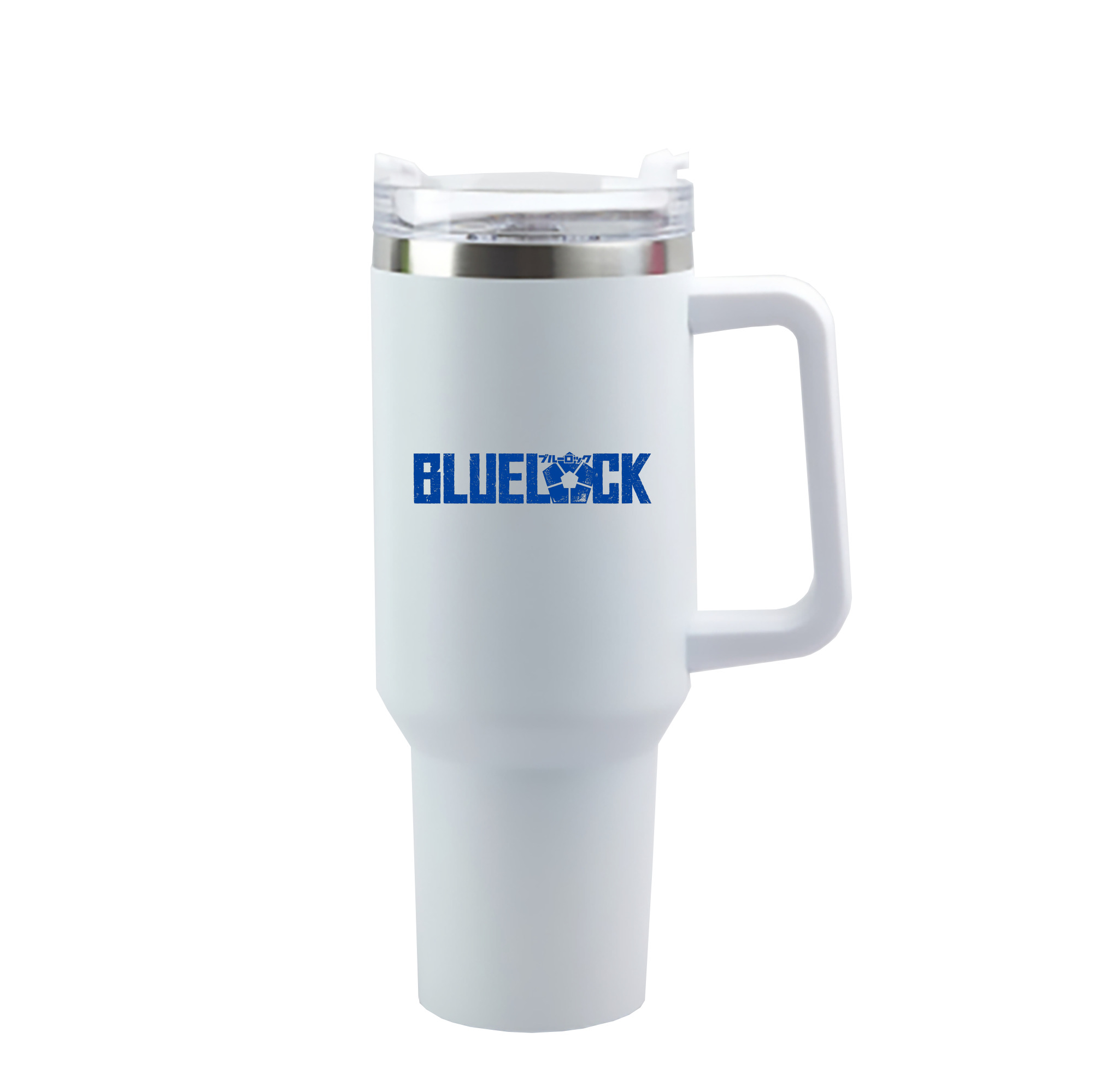 BLUE LOCK logo - 1200mL 車用タンブラー ・ クリスタルステッカー ・ 304ステンレス 内側 ・ 201ステンレス 外側 ・ 保温 保冷 ・ ハンドル＆ストロー付き ・ 通勤 ドライブ アウトドア用