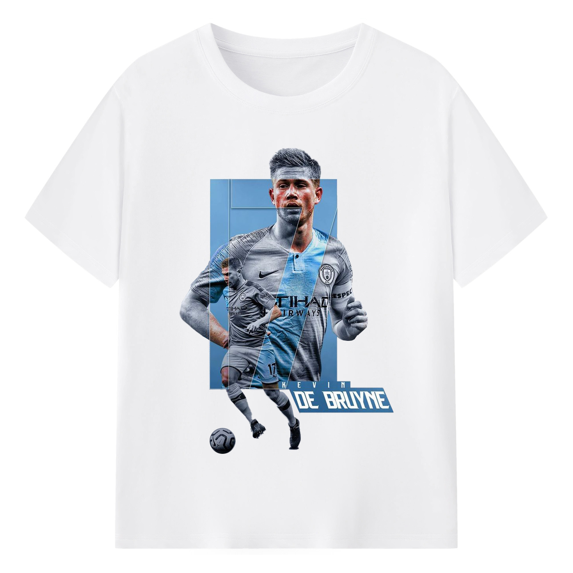 デ・ブライネ レジェンドスカイブルー ノ キセキ - 綿100％ 半袖Tシャツ ・ フロントプリント ・ 快適 通気性 ・ 日常使い 散歩 スポーツ用