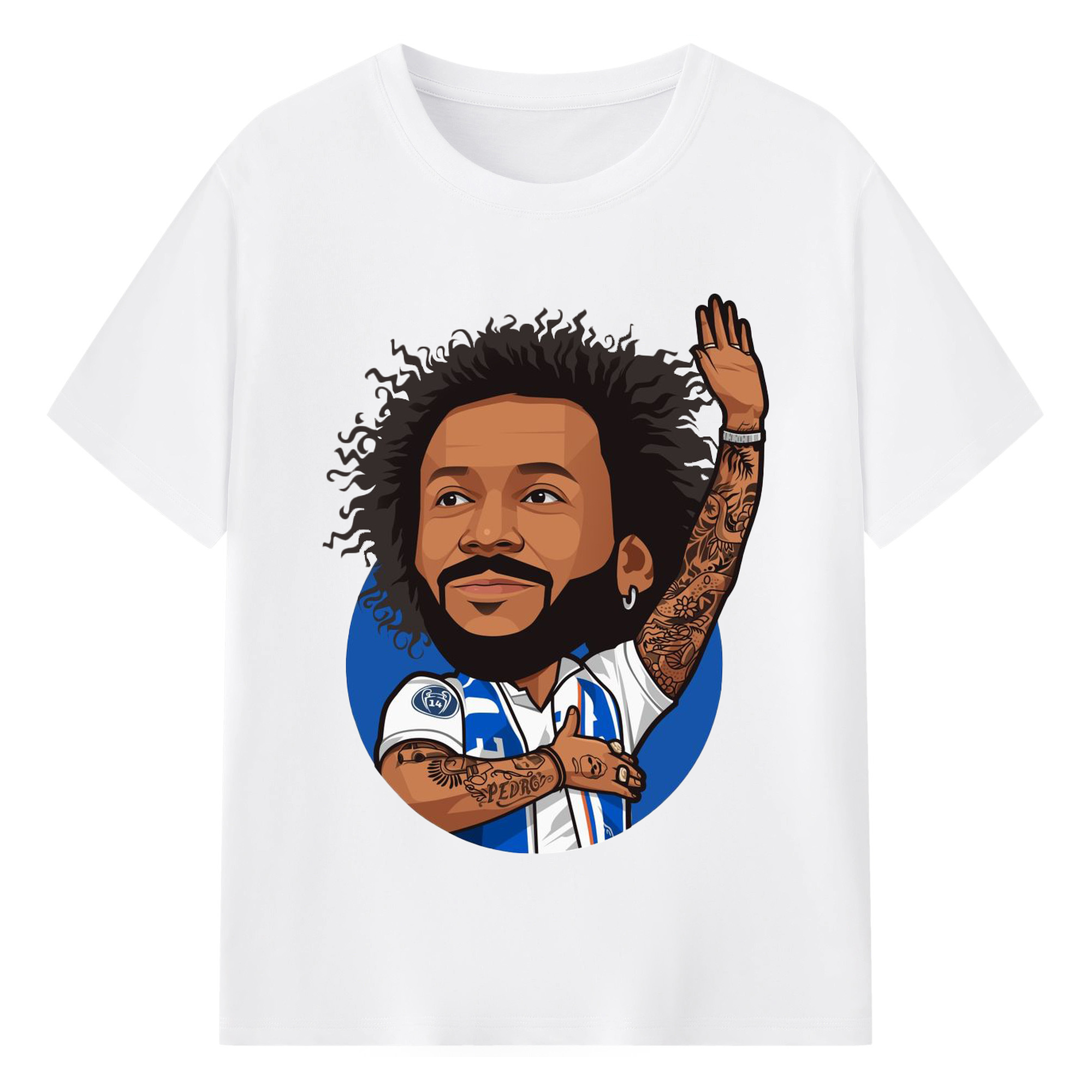 サッカー選手 マルセロ レジェンド - 綿100％ 半袖Tシャツ ・ フロントプリント ・ 快適 通気性 ・ 日常使い 散歩 スポーツ用