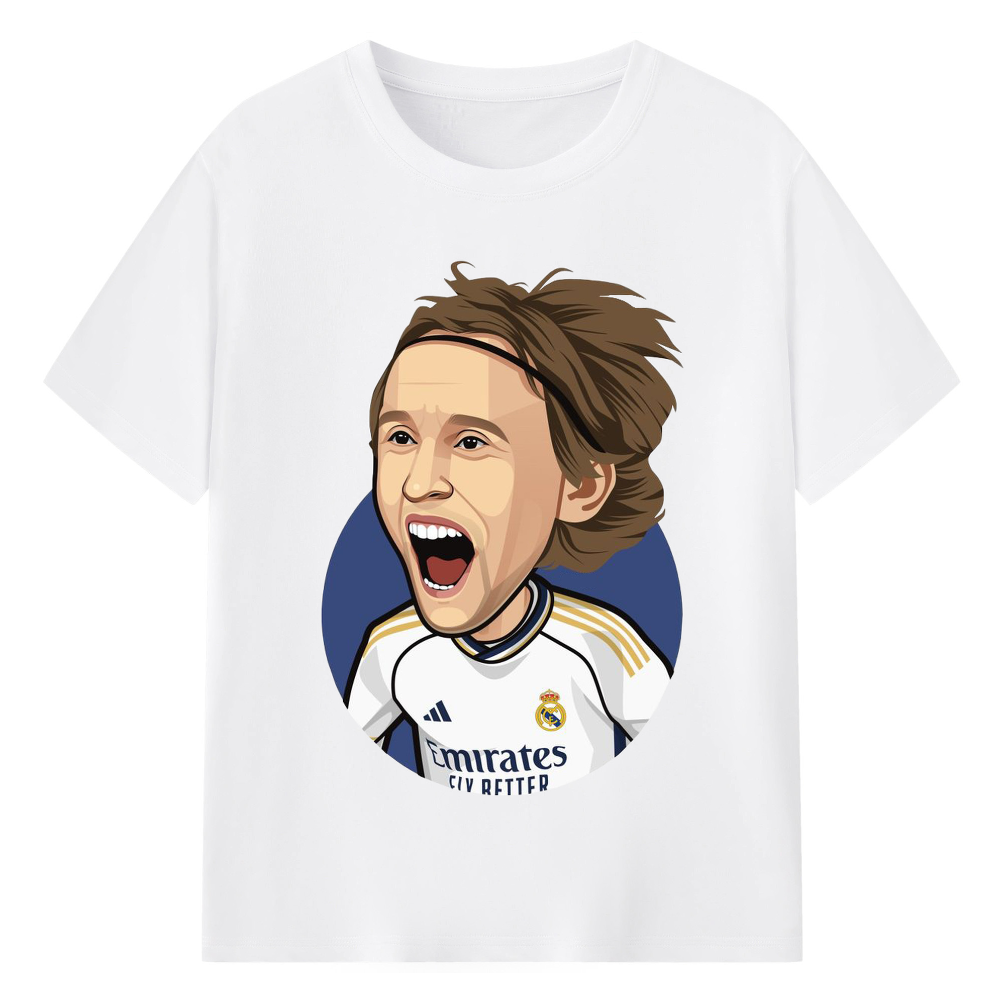 Luka Modrić プリント - 綿100％ 半袖Tシャツ ・ フロントプリント ・ 快適 通気性 ・ 日常使い 散歩 スポーツ用