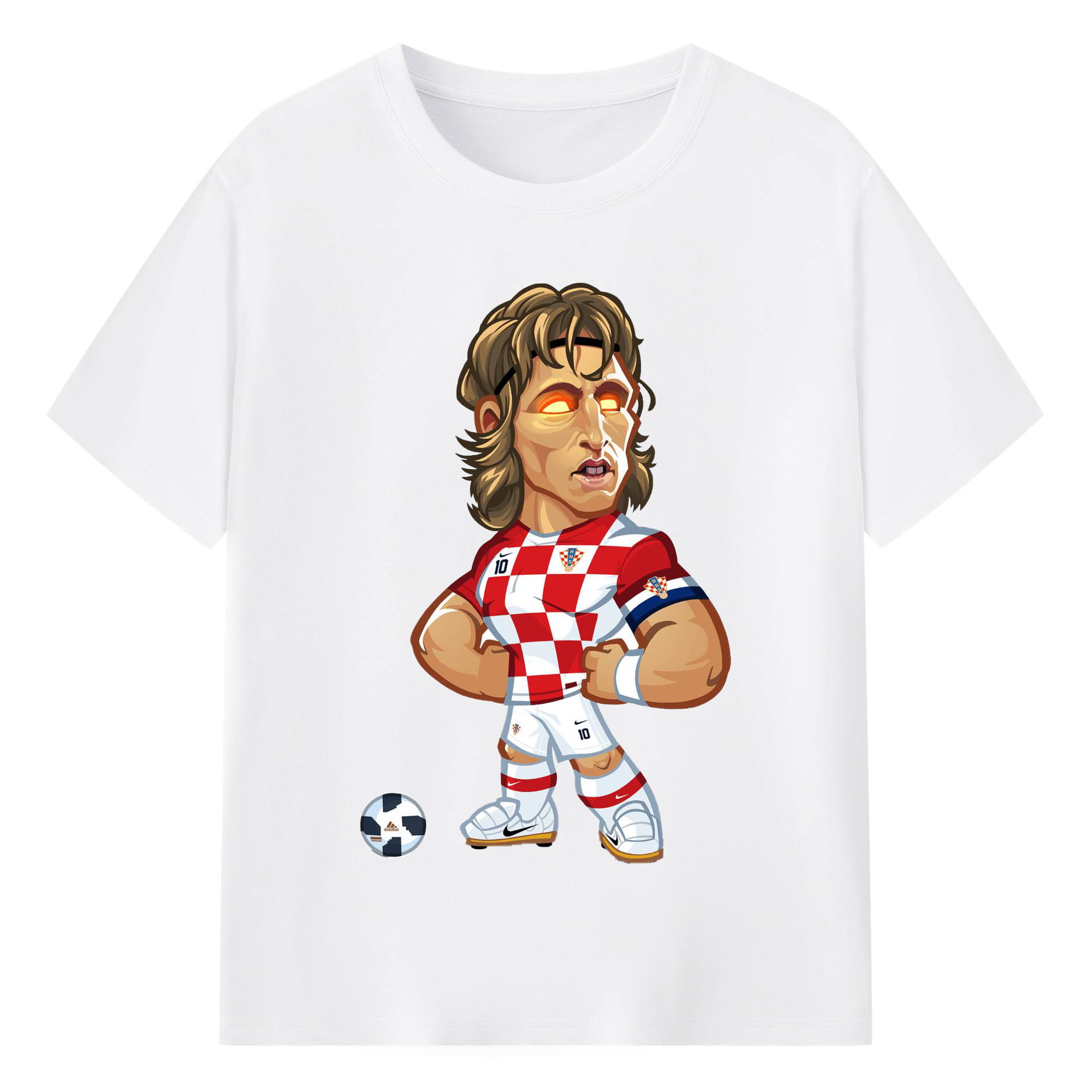 モドリッチ イン タクタント オウ｜ミドフィルド ノ メンタルキング - 綿100％ 半袖Tシャツ ・ フロントプリント ・ 快適 通気性 ・ 日常使い 散歩 スポーツ用