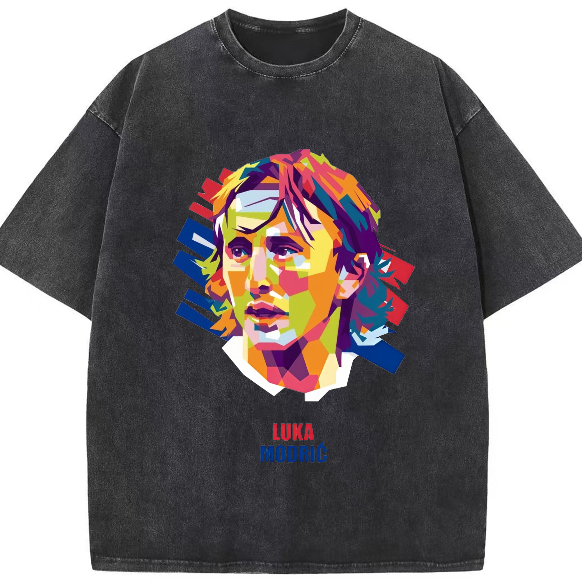 モドリッチファン必見！記念デザイン｜バロンドール受賞者 - 綿100％ ヴィンテージ風 半袖Tシャツ ・ フロントプリント ・ 柔らか肌触り ・ 通気性 快適 ・ スポーツ カジュアル 外出用