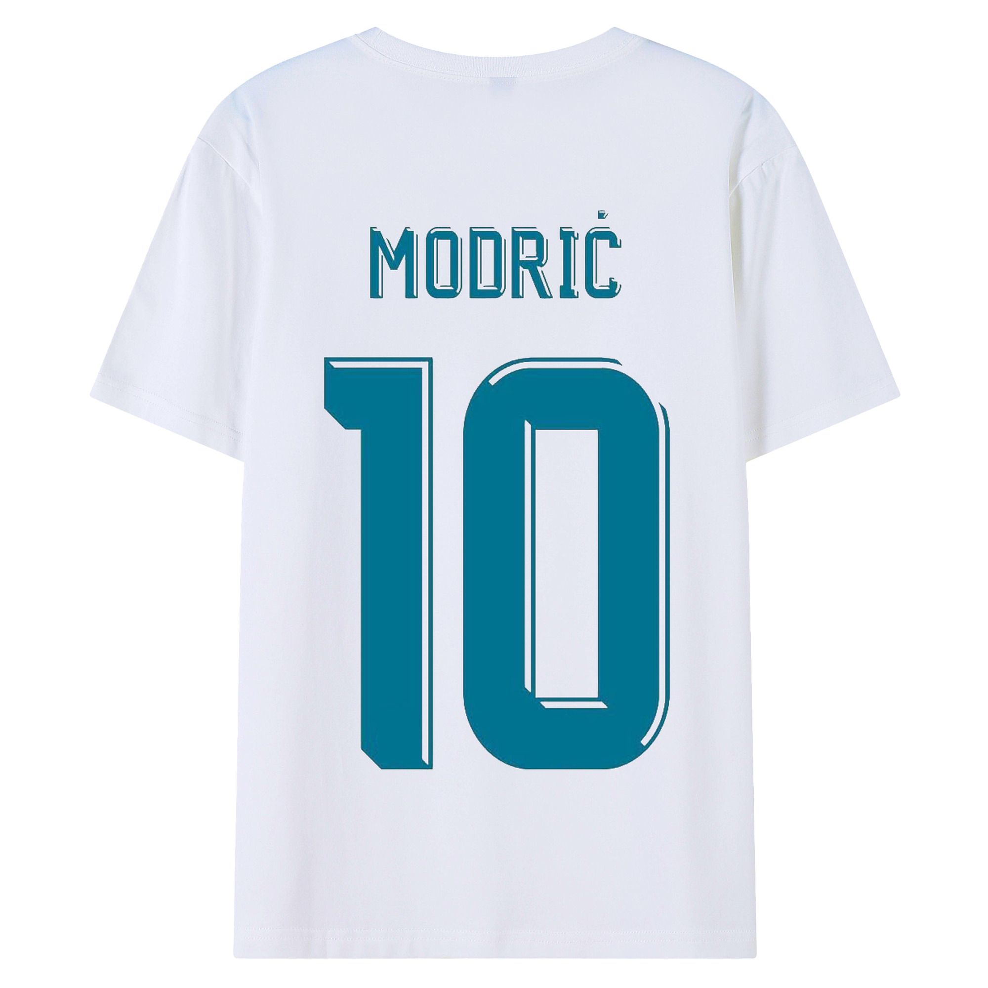 Luka Modrić 背番号10 モチーフ - 綿100％ 半袖Tシャツ ・ バックプリント ・ 快適 通気性 ・ 日常使い 散歩 スポーツ用