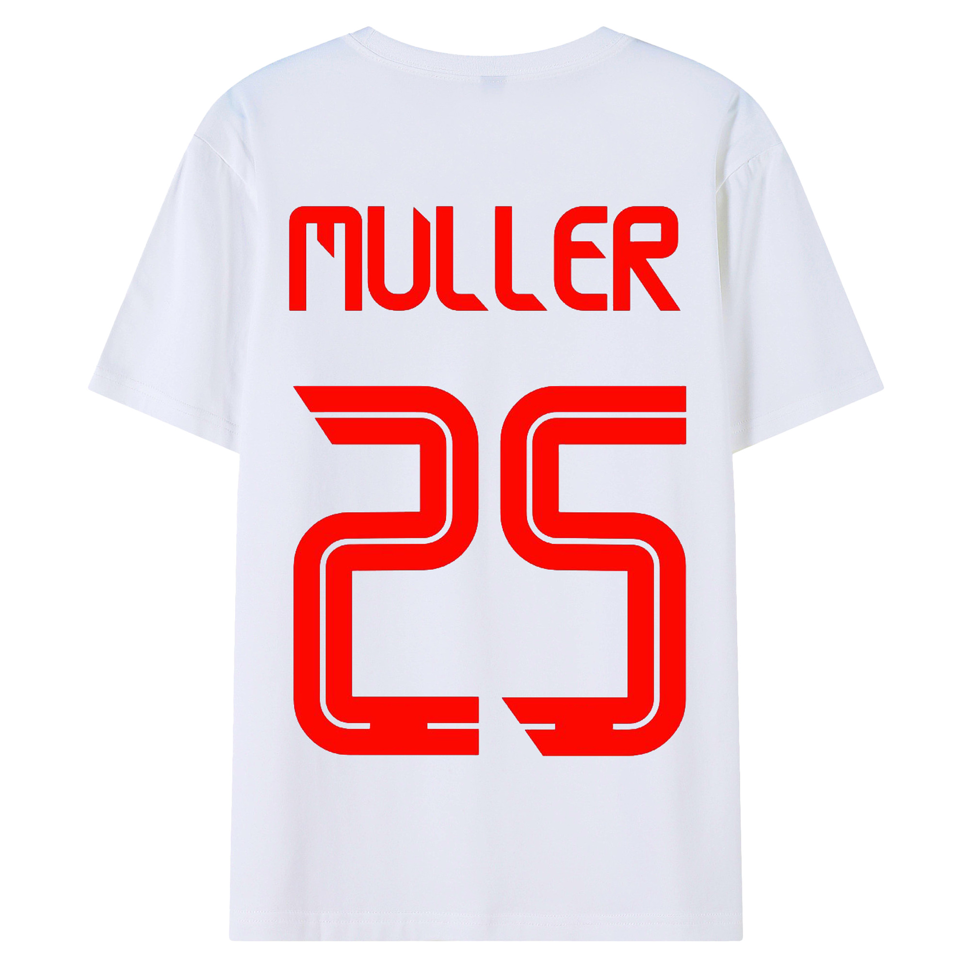 Müller 背番号25 ミュラー - 綿100％ 半袖Tシャツ ・ バックプリント ・ 快適 通気性 ・ 日常使い 散歩 スポーツ用