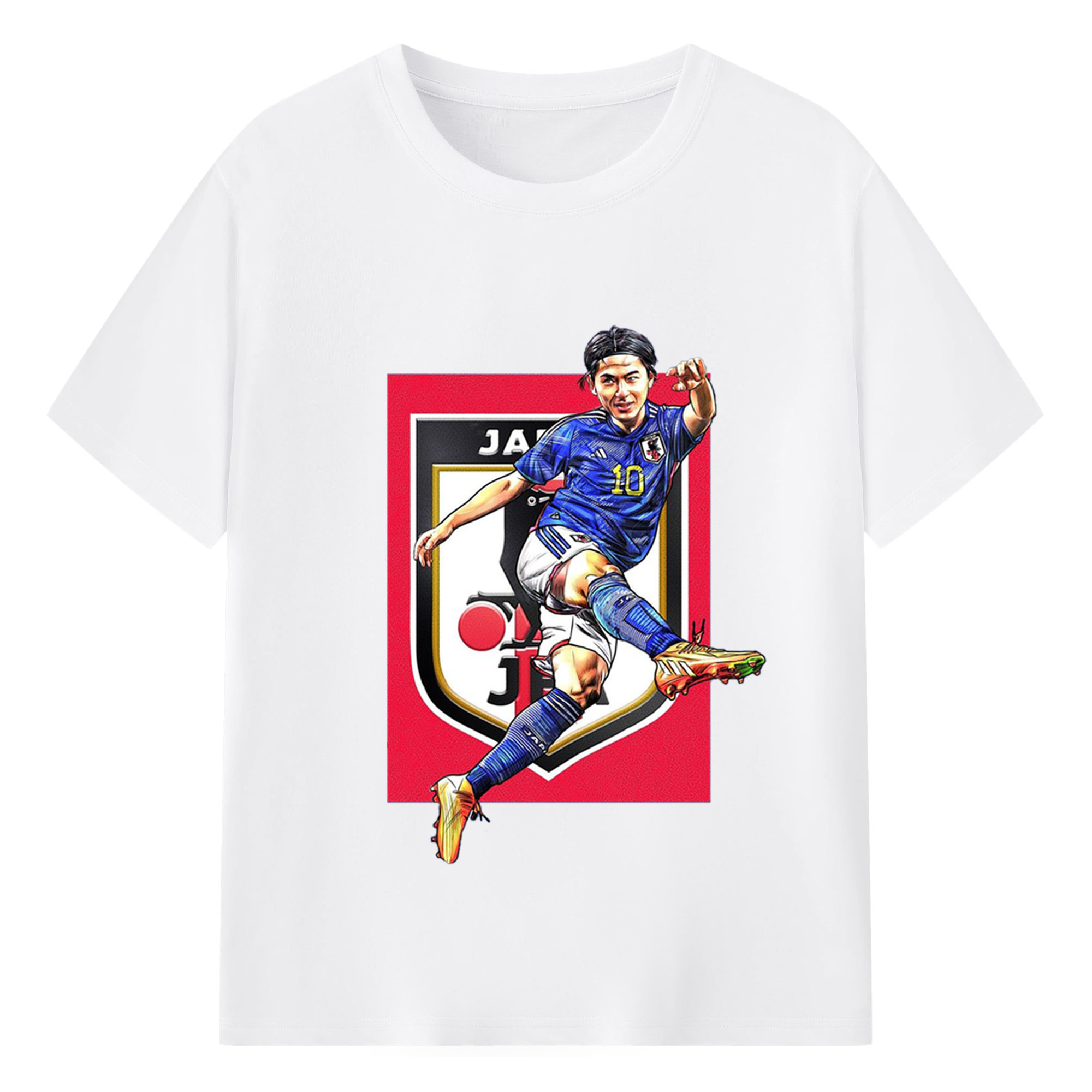 南野拓実ファン必見！ 日本代表 - 綿100％ 半袖Tシャツ ・ フロントプリント ・ 快適 通気性 ・ 日常使い 散歩 スポーツ用