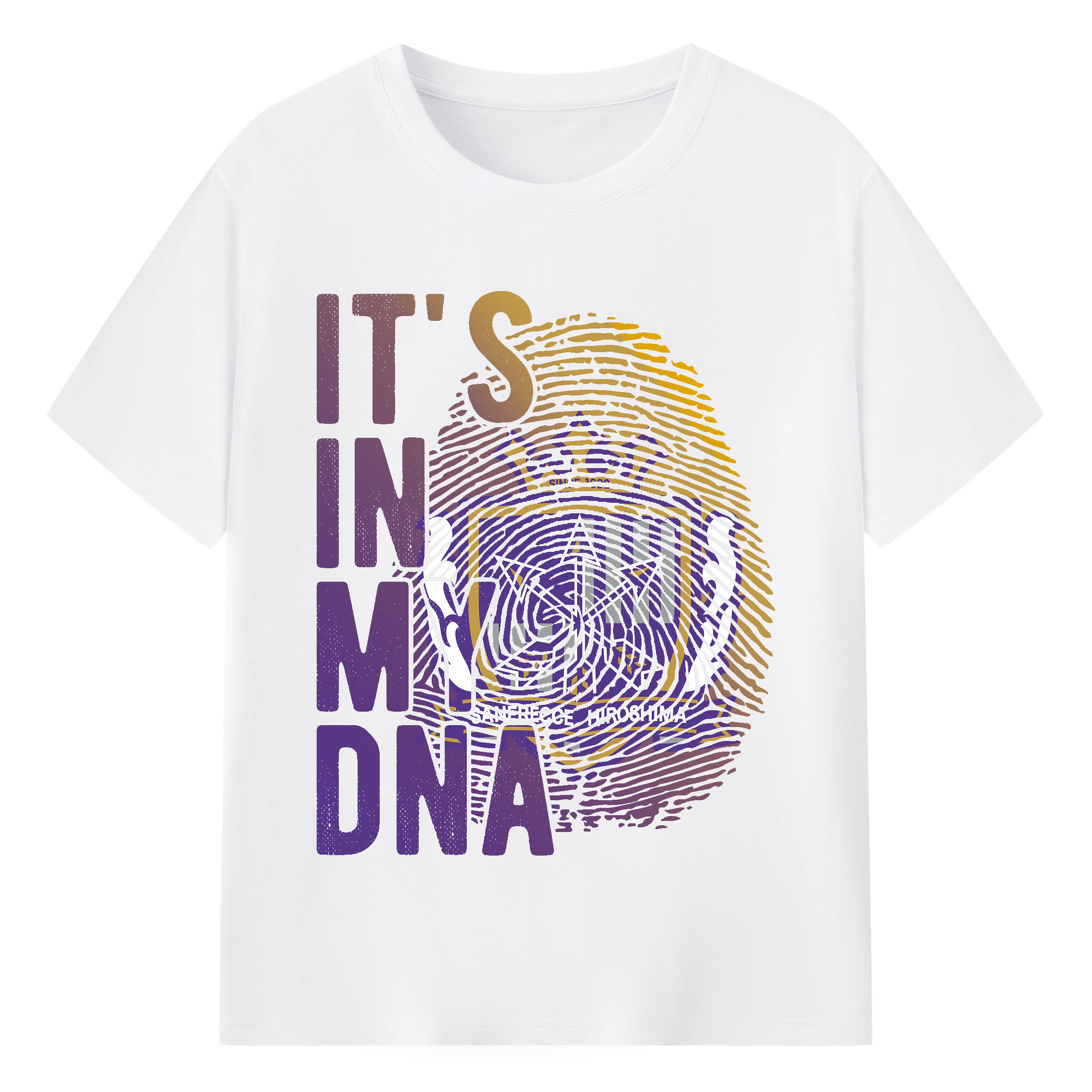 サンフレッチェ広島  it‘ｓ in my DNA - 綿100％ 半袖Tシャツ ・ フロントプリント ・ 快適 通気性 ・ 日常使い 散歩 スポーツ用