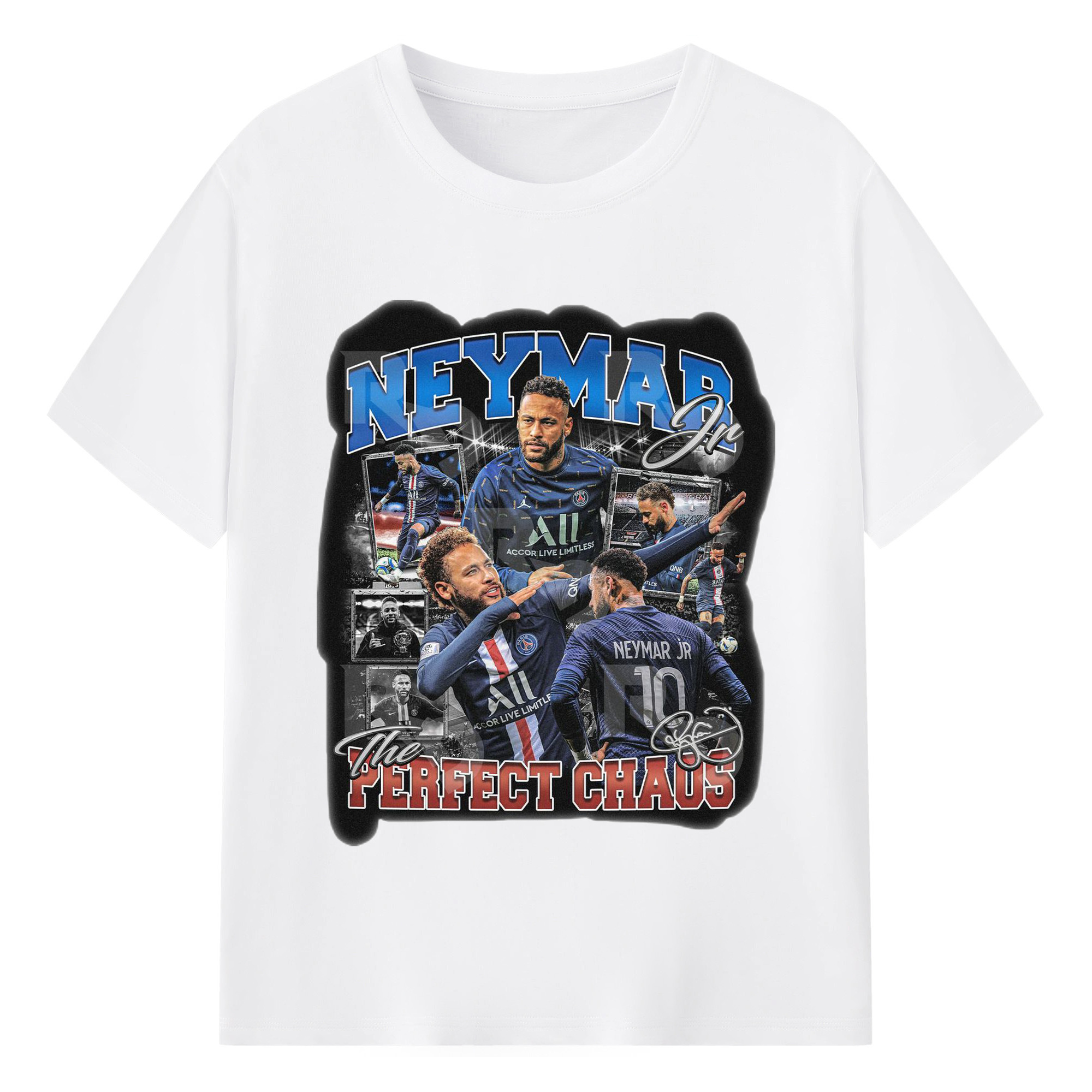 ネイマール レジェンド スタイル - 綿100％ 半袖Tシャツ ・ フロントプリント ・ 快適 通気性 ・ 日常使い 散歩 スポーツ用