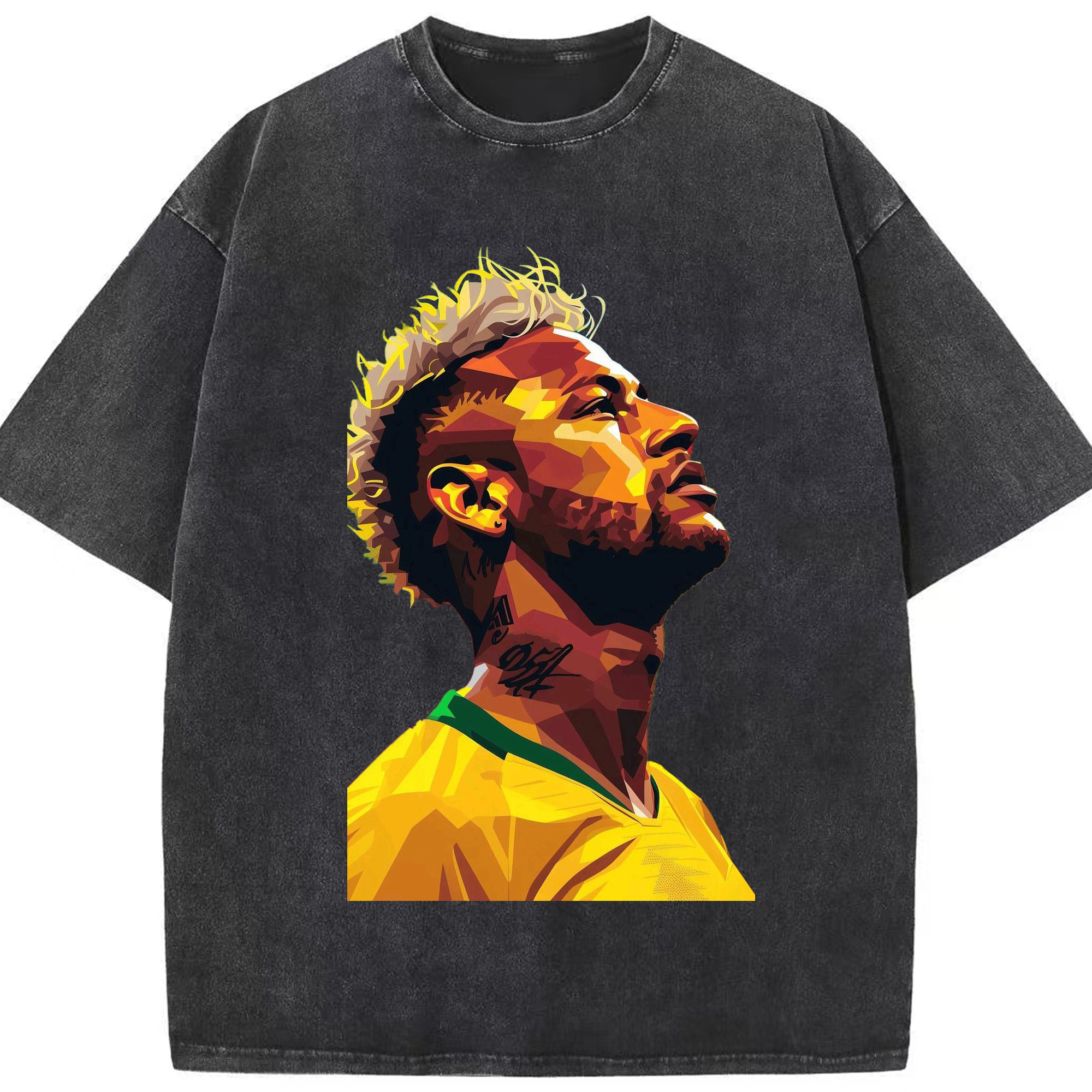 魔法のドリブル ネイマール｜レジェンド級の存在感 - 綿100％ ヴィンテージ風 半袖Tシャツ ・ フロントプリント ・ 柔らか肌触り ・ 通気性 快適 ・ スポーツ カジュアル 外出用