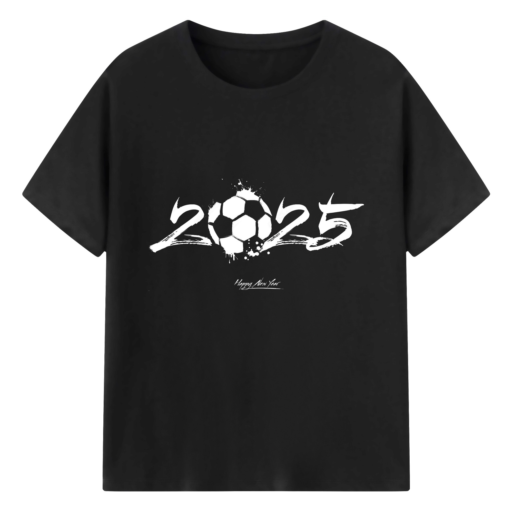 2025 サッカー - 綿100％ 半袖Tシャツ ・ フロントプリント ・ 快適 通気性 ・ 日常使い 散歩 スポーツ用