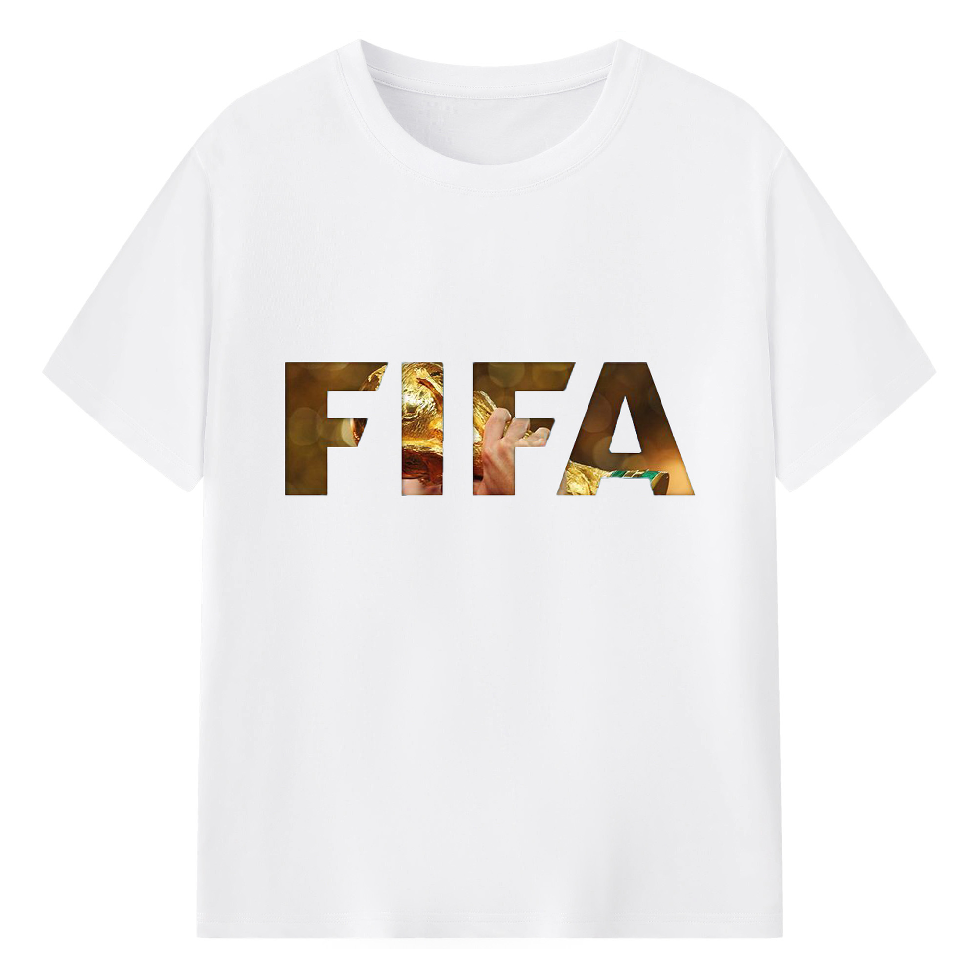 FIFA ロゴ - 綿100％ 半袖Tシャツ ・ フロントプリント ・ 快適 通気性 ・ 日常使い 散歩 スポーツ用