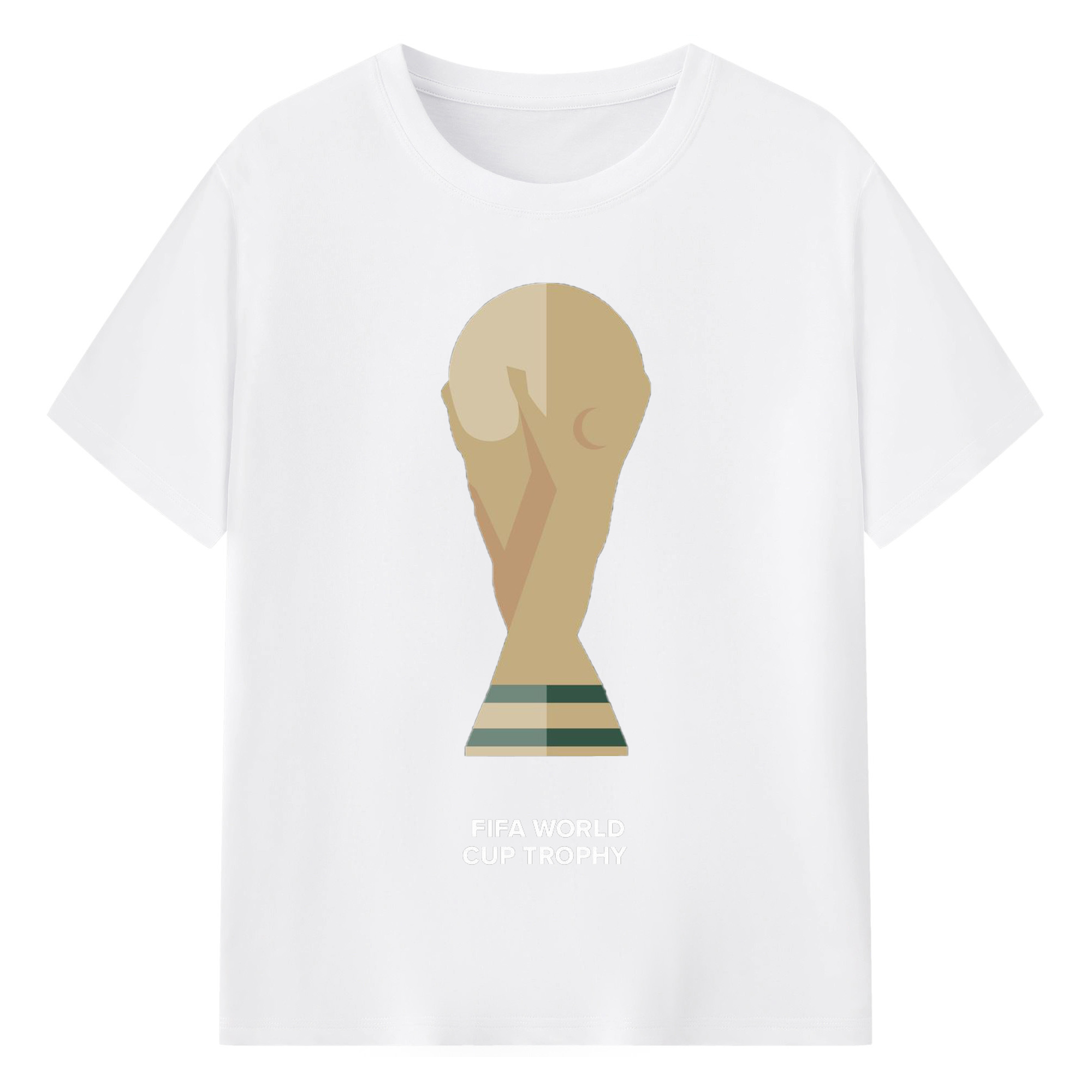 W杯 トロフィー風デザイン - 綿100％ 半袖Tシャツ ・ フロントプリント ・ 快適 通気性 ・ 日常使い 散歩 スポーツ用