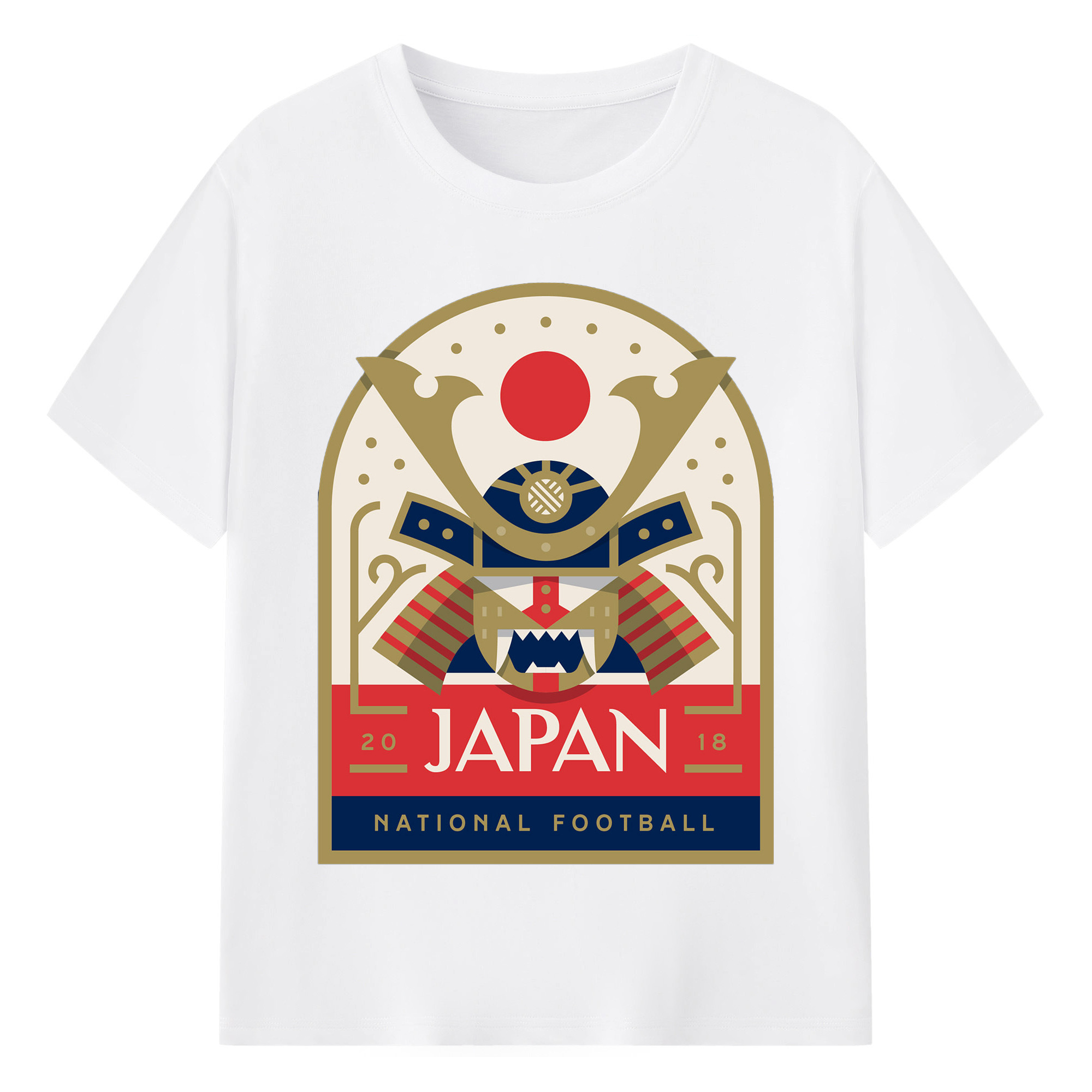 サムライブルー - 綿100％ 半袖Tシャツ ・ フロントプリント ・ 快適 通気性 ・ 日常使い 散歩 スポーツ用