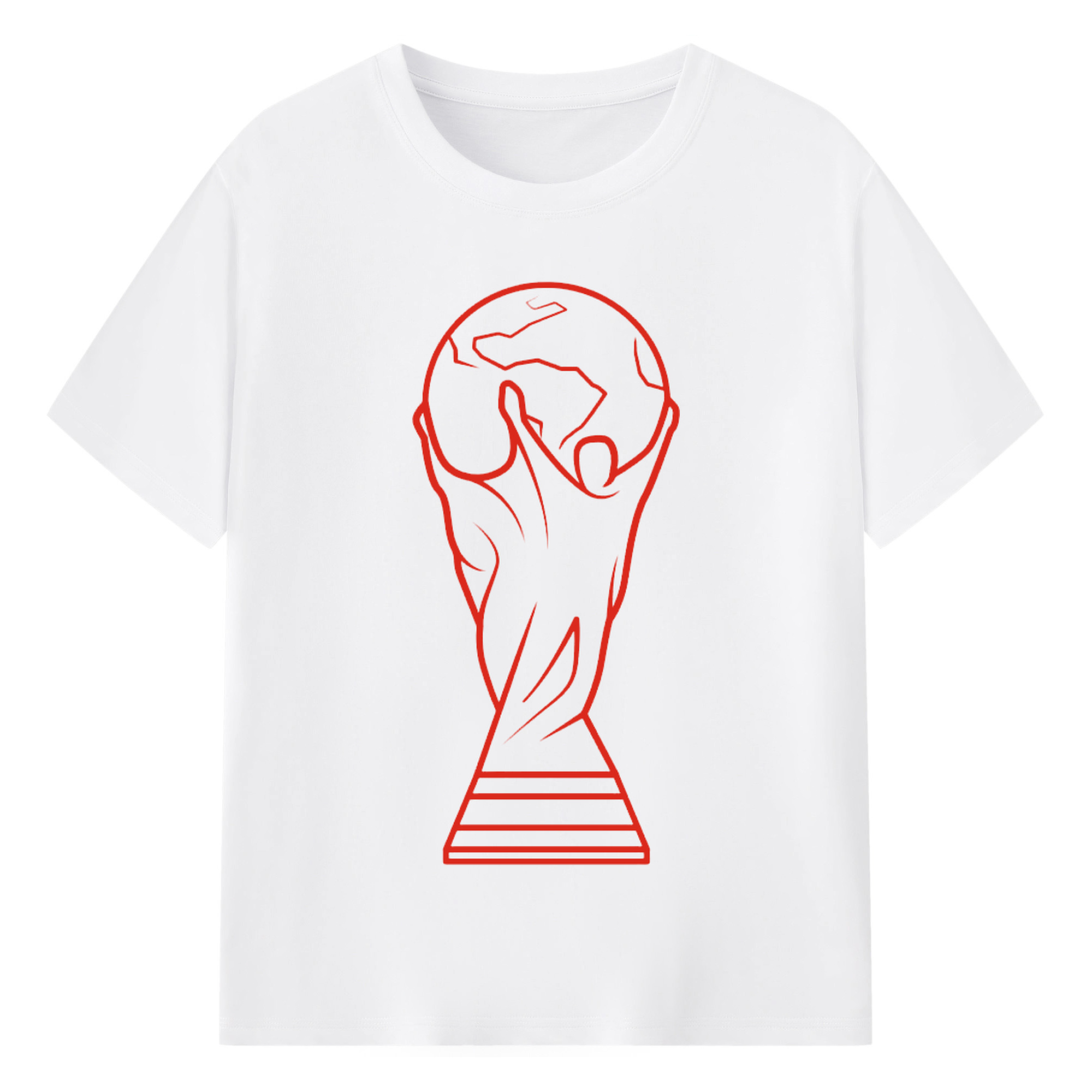 W杯 トロフィー風デザイン - 綿100％ 半袖Tシャツ ・ フロントプリント ・ 快適 通気性 ・ 日常使い 散歩 スポーツ用