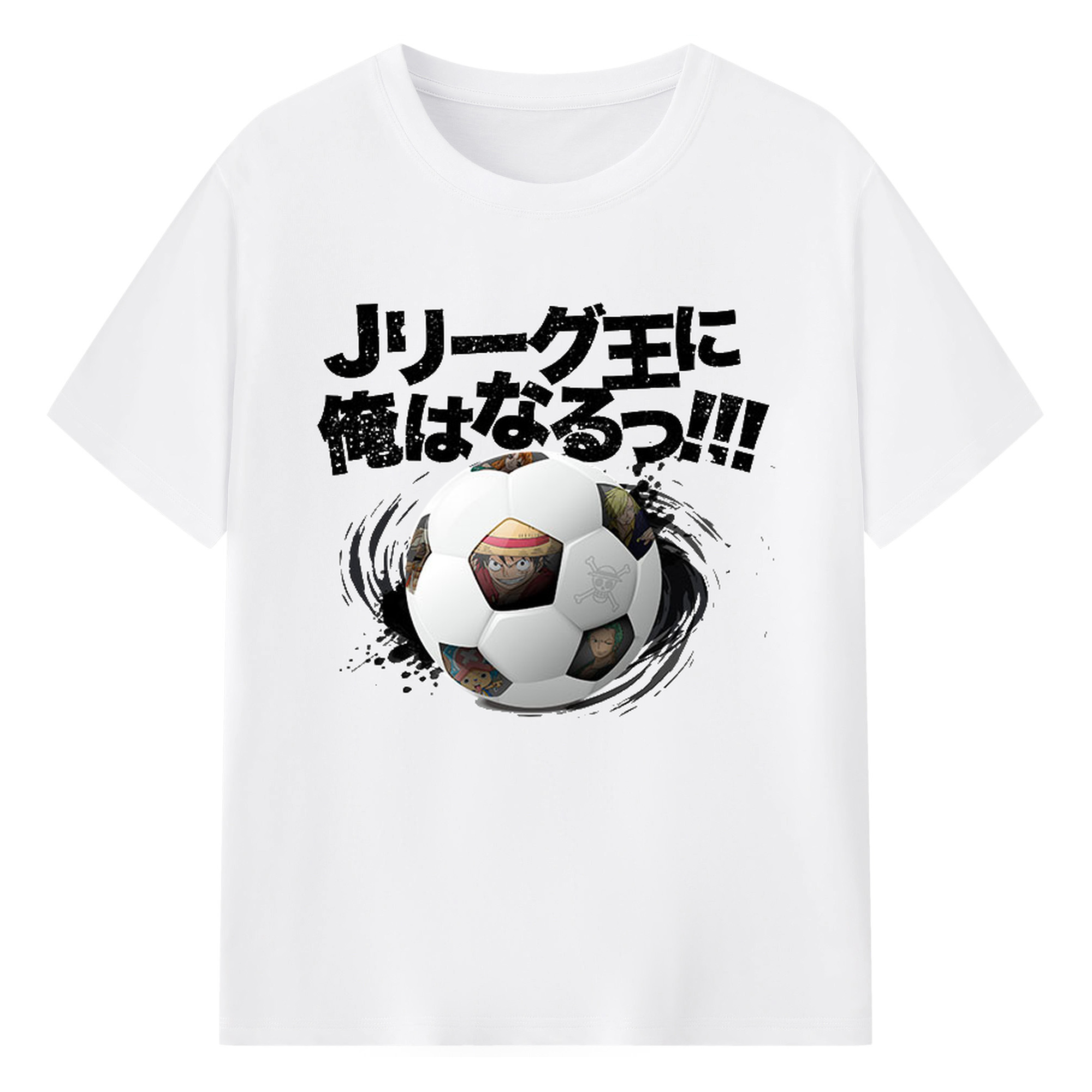 ワンピース × J1リーグ コラボ - 綿100％ 半袖Tシャツ ・ フロントプリント ・ 快適 通気性 ・ 日常使い 散歩 スポーツ用