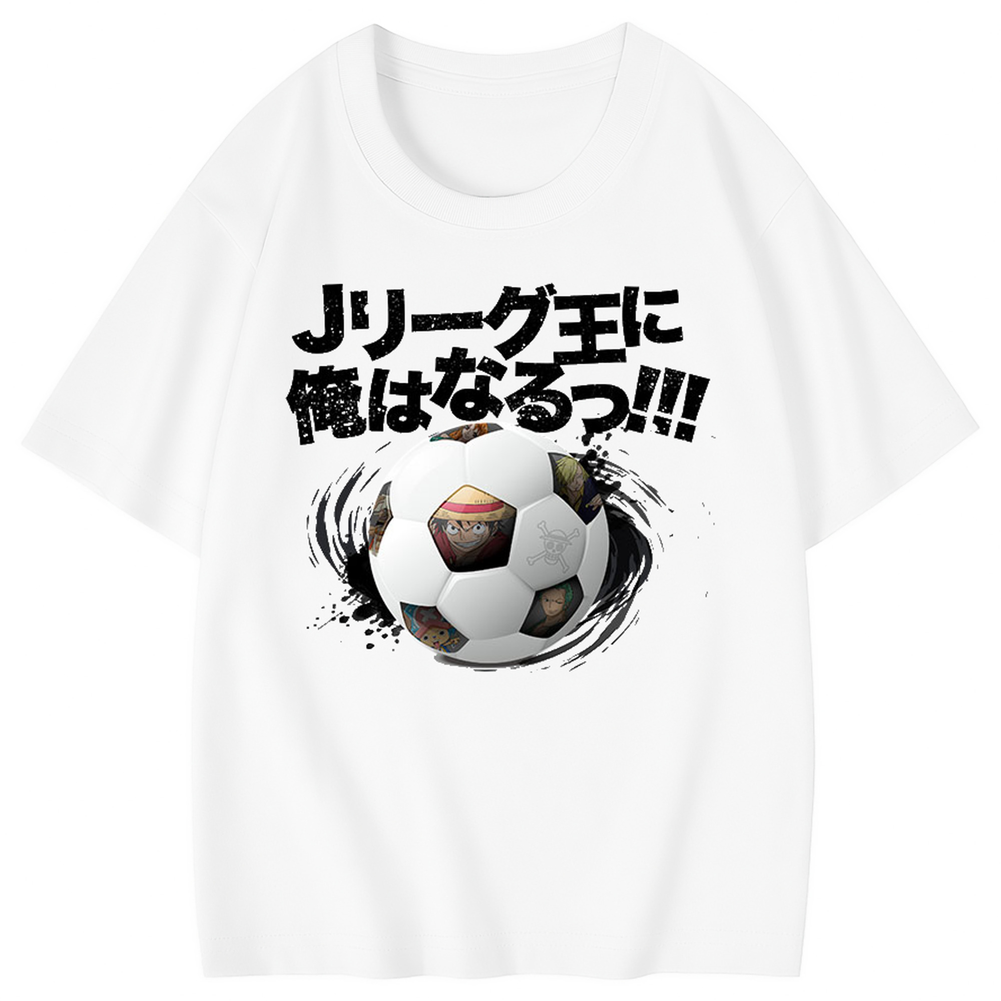 ワンピース × J1リーグ コラボ - 綿100％ キッズTシャツ ・ フロントプリント ・ 快適 通気性 ・ スポーツ カジュアル 散歩用