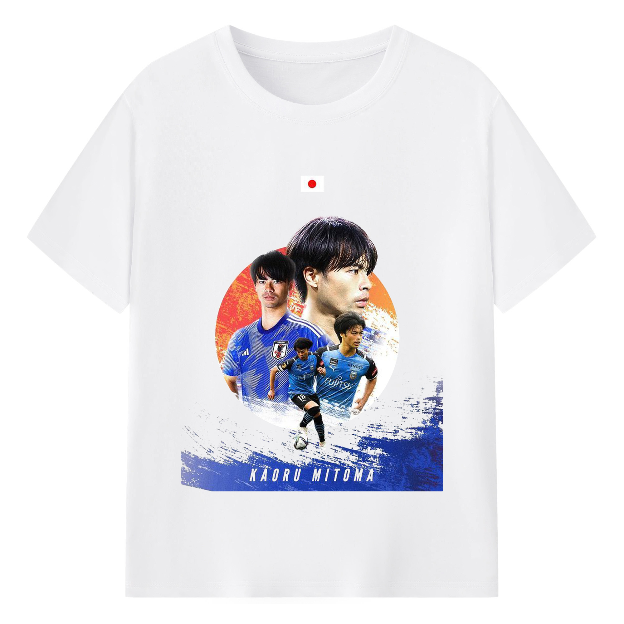 日本代表の誇り 三笘薰 - 綿100％ 半袖Tシャツ ・ フロントプリント ・ 快適 通気性 ・ 日常使い 散歩 スポーツ用