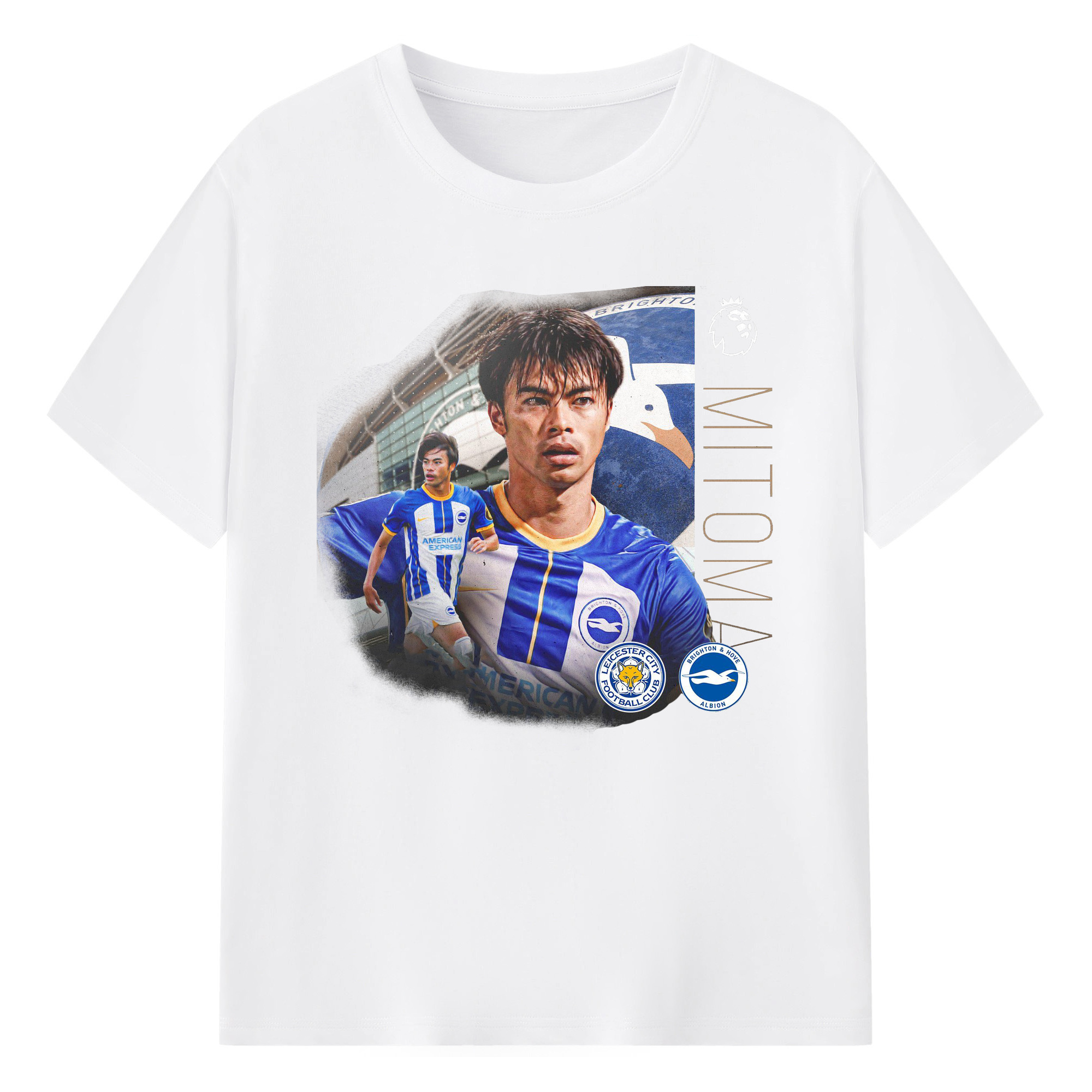 ブライトンの閃光 三笘薰 - 綿100％ 半袖Tシャツ ・ フロントプリント ・ 快適 通気性 ・ 日常使い 散歩 スポーツ用