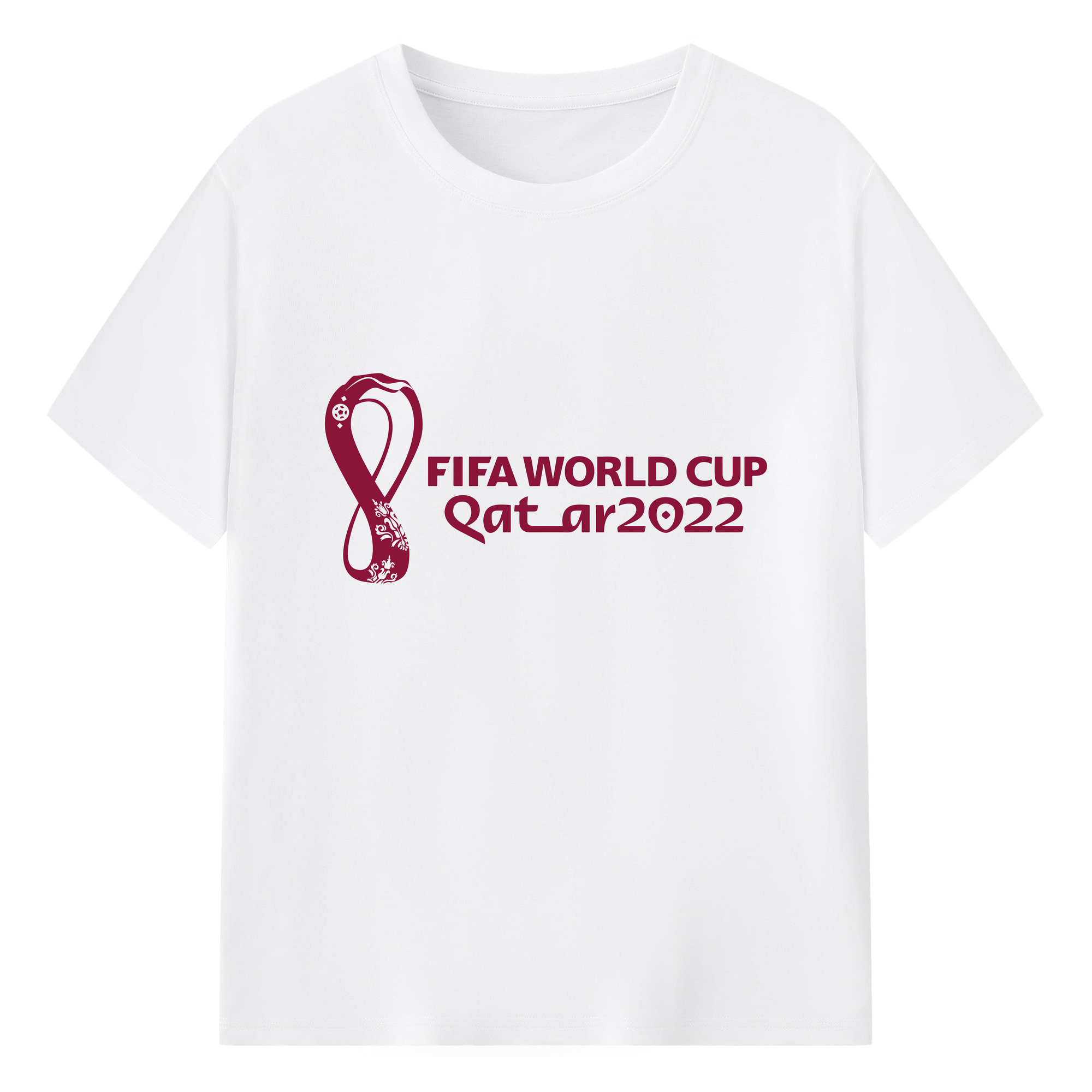 カタールW杯2022 記念 レッド - 綿100％ 半袖Tシャツ ・ フロントプリント ・ 快適 通気性 ・ 日常使い 散歩 スポーツ用