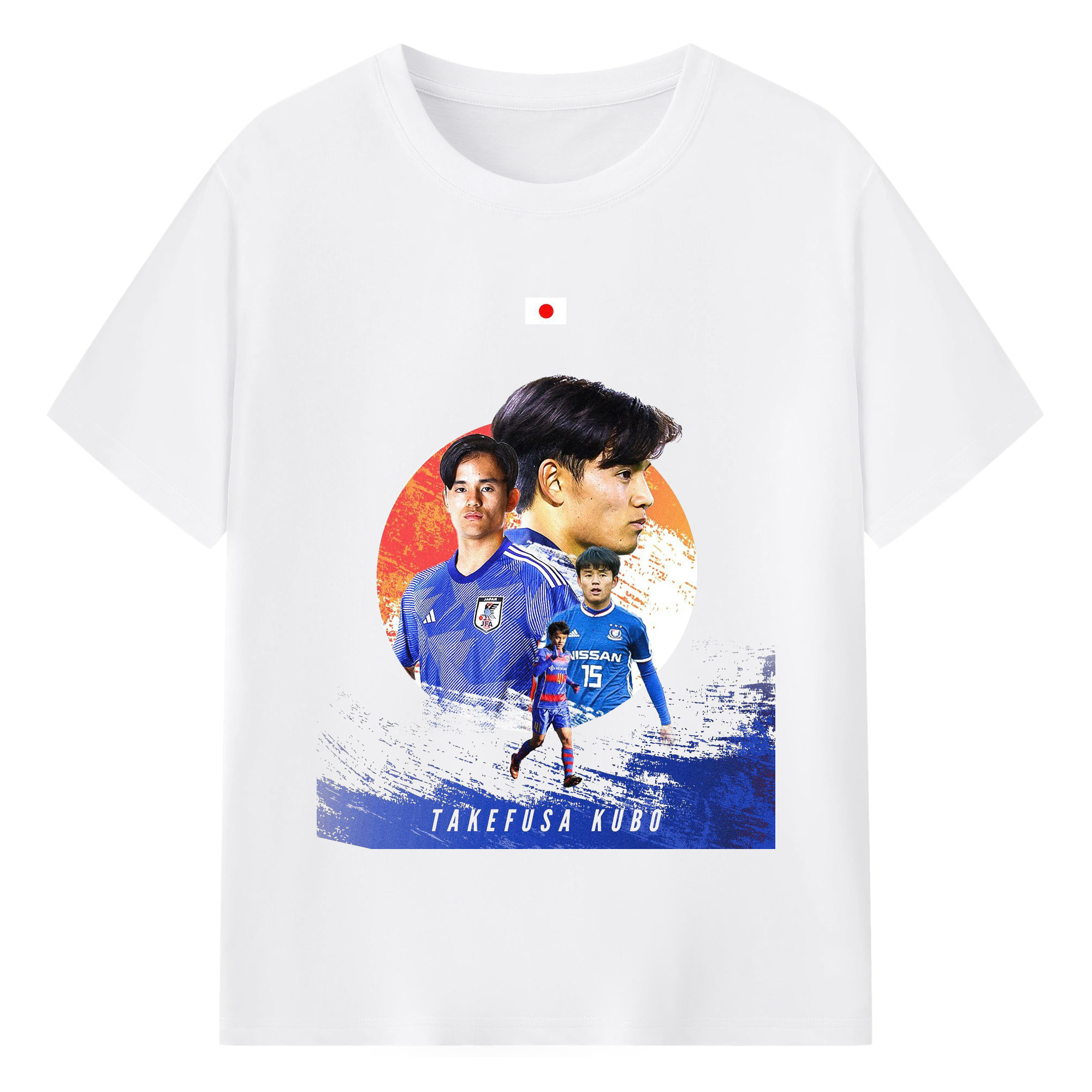 ブルーの10番 久保建英ファンと共に - 綿100％ 半袖Tシャツ ・ フロントプリント ・ 快適 通気性 ・ 日常使い 散歩 スポーツ用