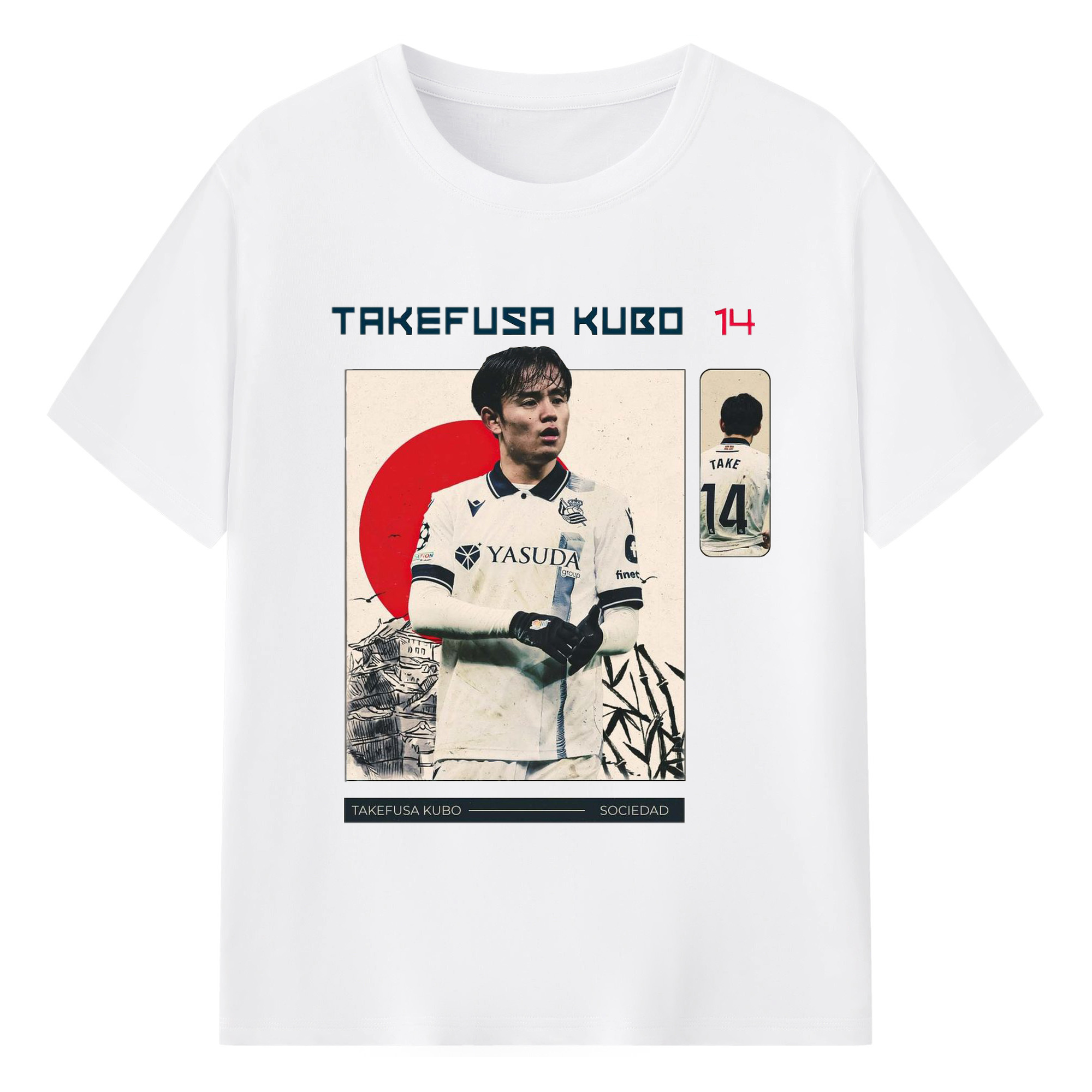 久保建英 サムライスピリット 国境を超える才能 - 綿100％ 半袖Tシャツ ・ フロントプリント ・ 快適 通気性 ・ 日常使い 散歩 スポーツ用