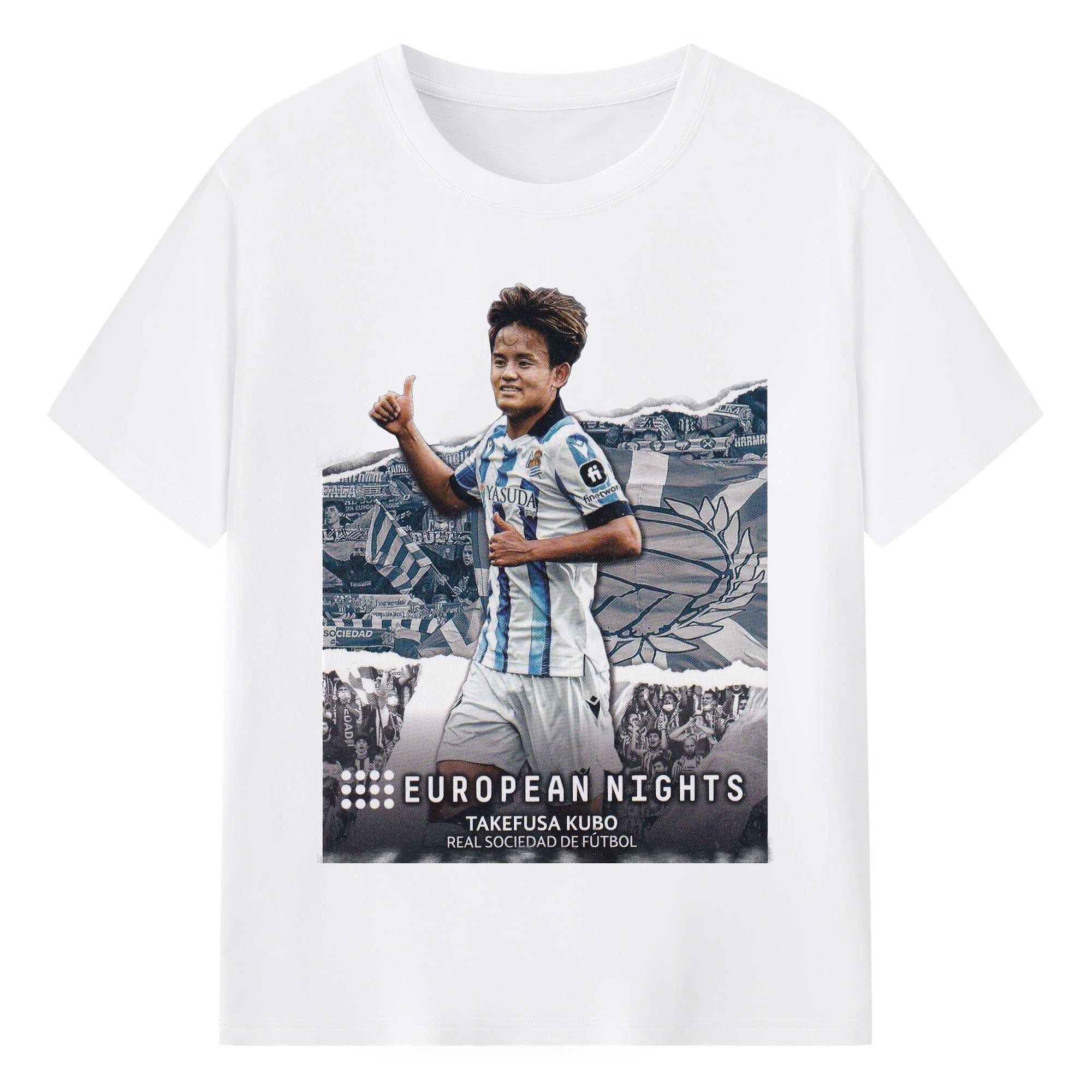 ソシエダの切り札 日本代表MF 世界への挑戦 - 綿100％ 半袖Tシャツ ・ フロントプリント ・ 快適 通気性 ・ 日常使い 散歩 スポーツ用