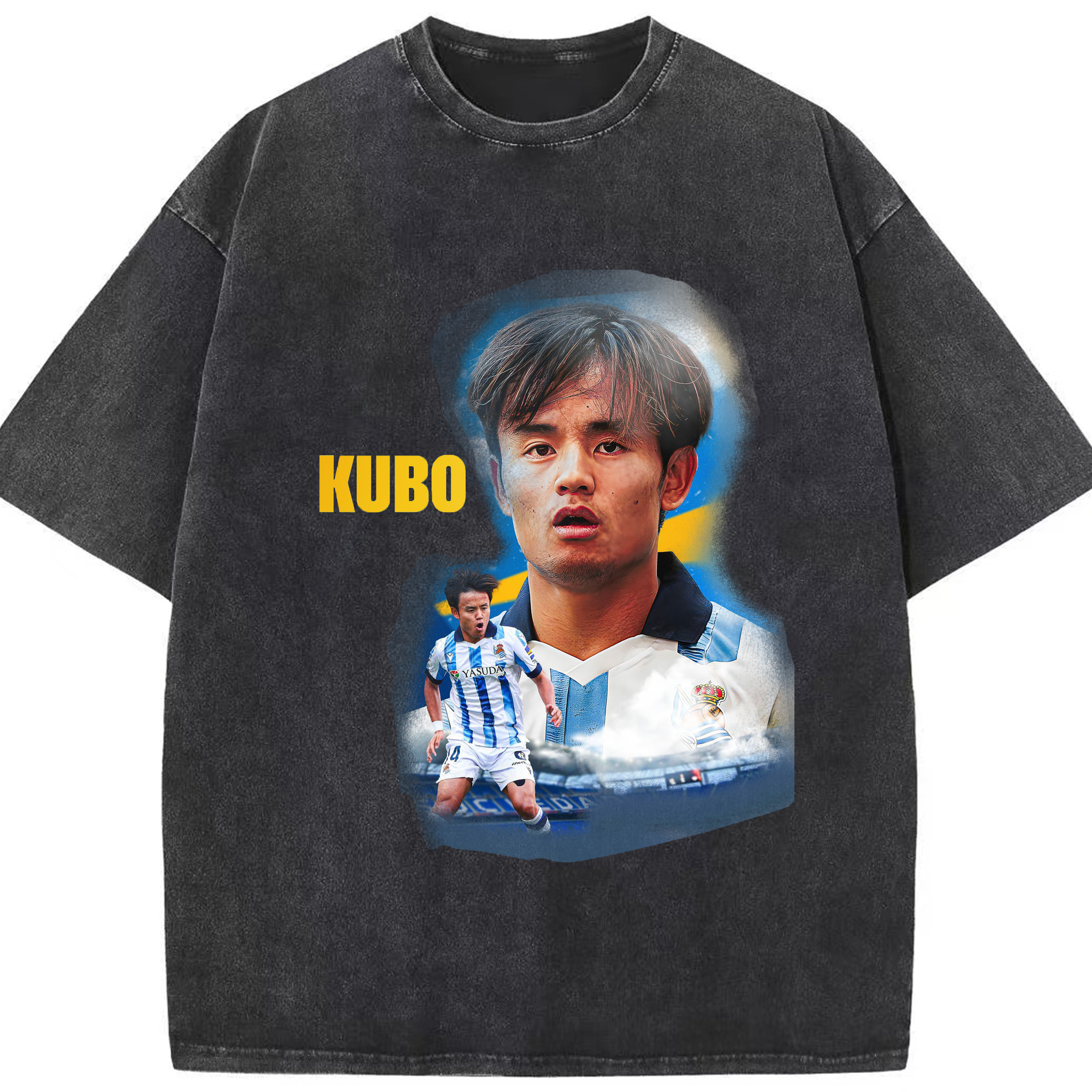 令和代表MF スピード＆テクニック 久保の挑戦 - 綿100％ ヴィンテージ風 半袖Tシャツ ・ フロントプリント ・ 柔らか肌触り ・ 通気性 快適 ・ スポーツ カジュアル 外出用