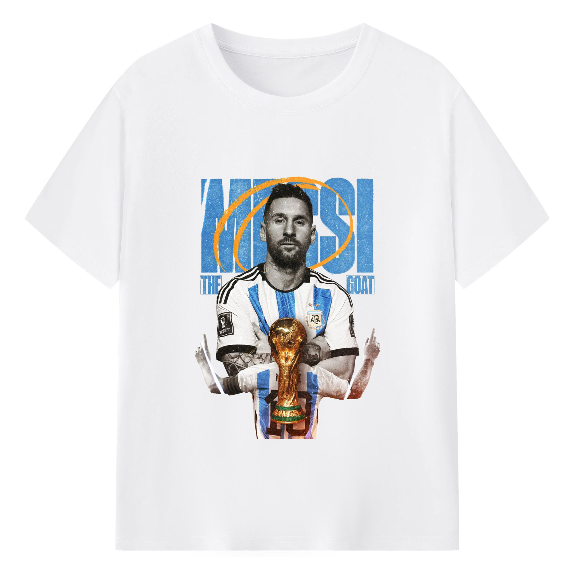 GOATの証明：メッシ、国家とともに - 綿100％ 半袖Tシャツ ・ フロントプリント ・ 快適 通気性 ・ 日常使い 散歩 スポーツ用